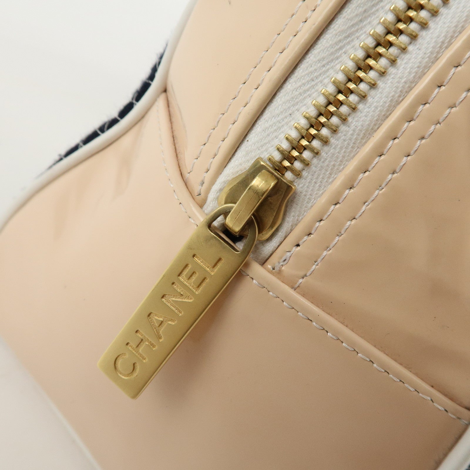 CHANEL COCO Mark Matelasse Canvas Patent Leather Tote Bag Used