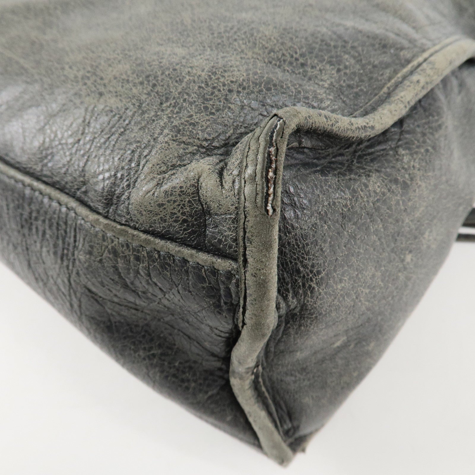 BALENCIAGA The City Leather 2Way Shoulder Bag Gray 115748 Used