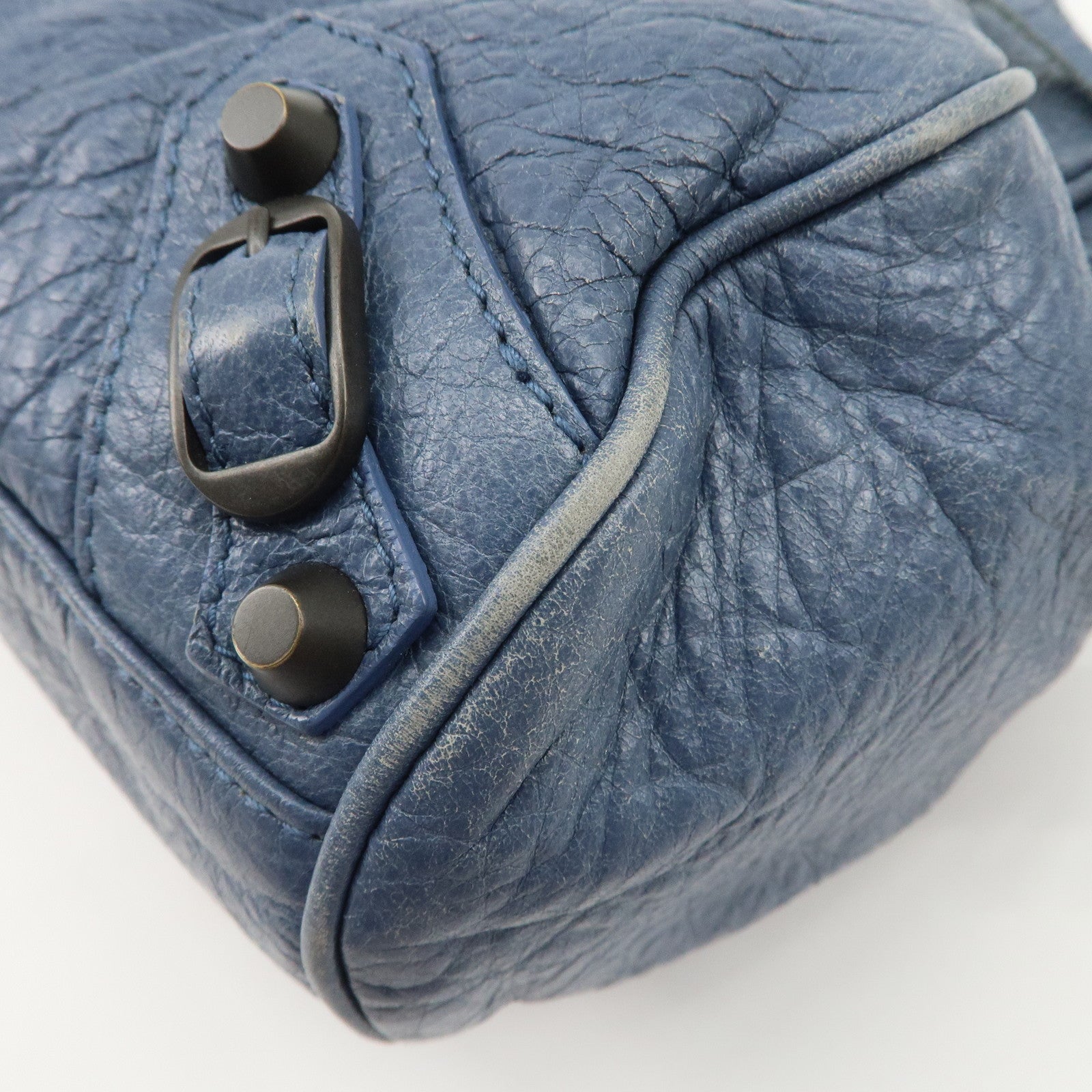 BALENCIAGA Classic Mini Twiggy Leather 2Way Bag Blue 327103 Used