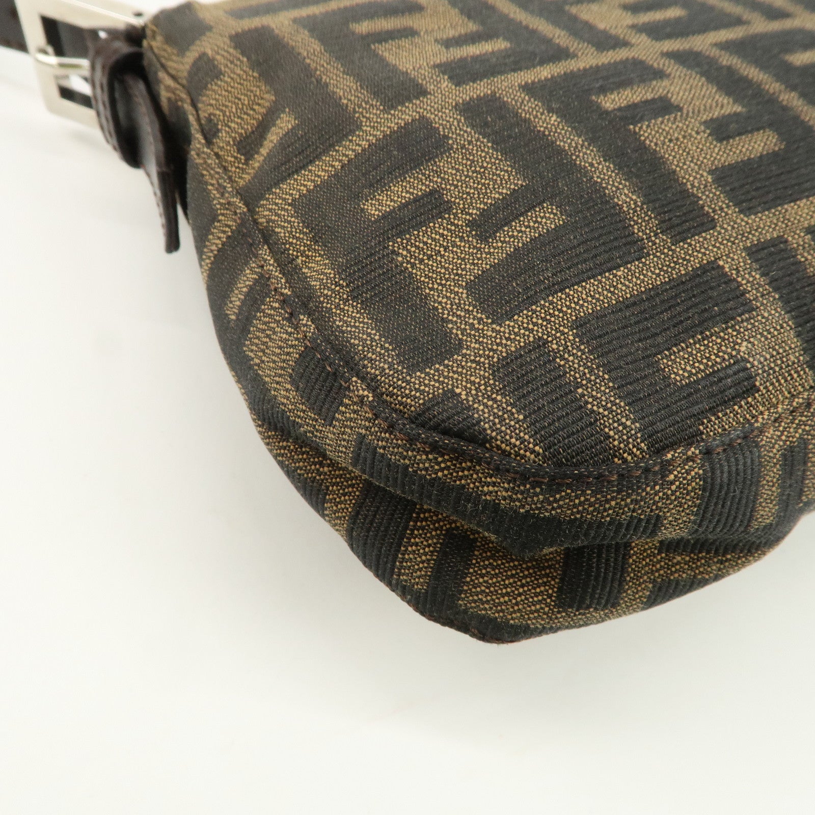 FENDI Mamma Bagguette Zucca Canvas Leather Shoulder Bag 26424 Used