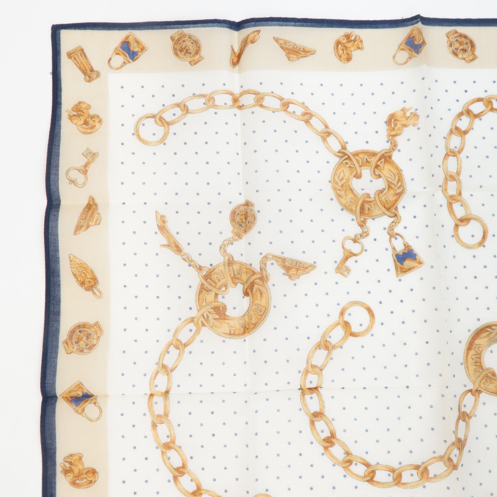 FENDI Set of 5 Cotton 100% Handkerchief Pink Navy Red White Used