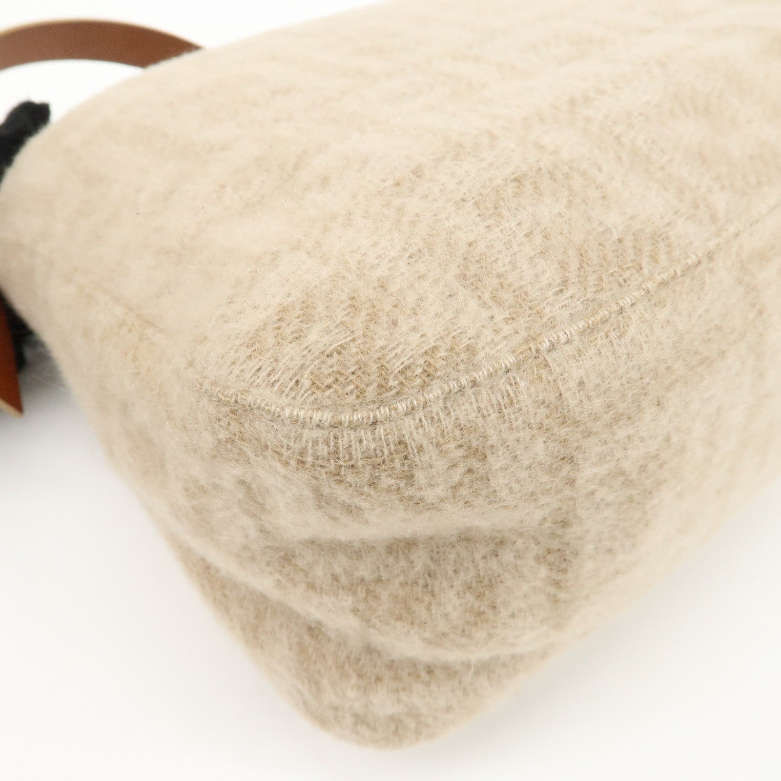 FENDI Mamma Baguette Zucca Wool Leather Shoulder Bag 26325 Used