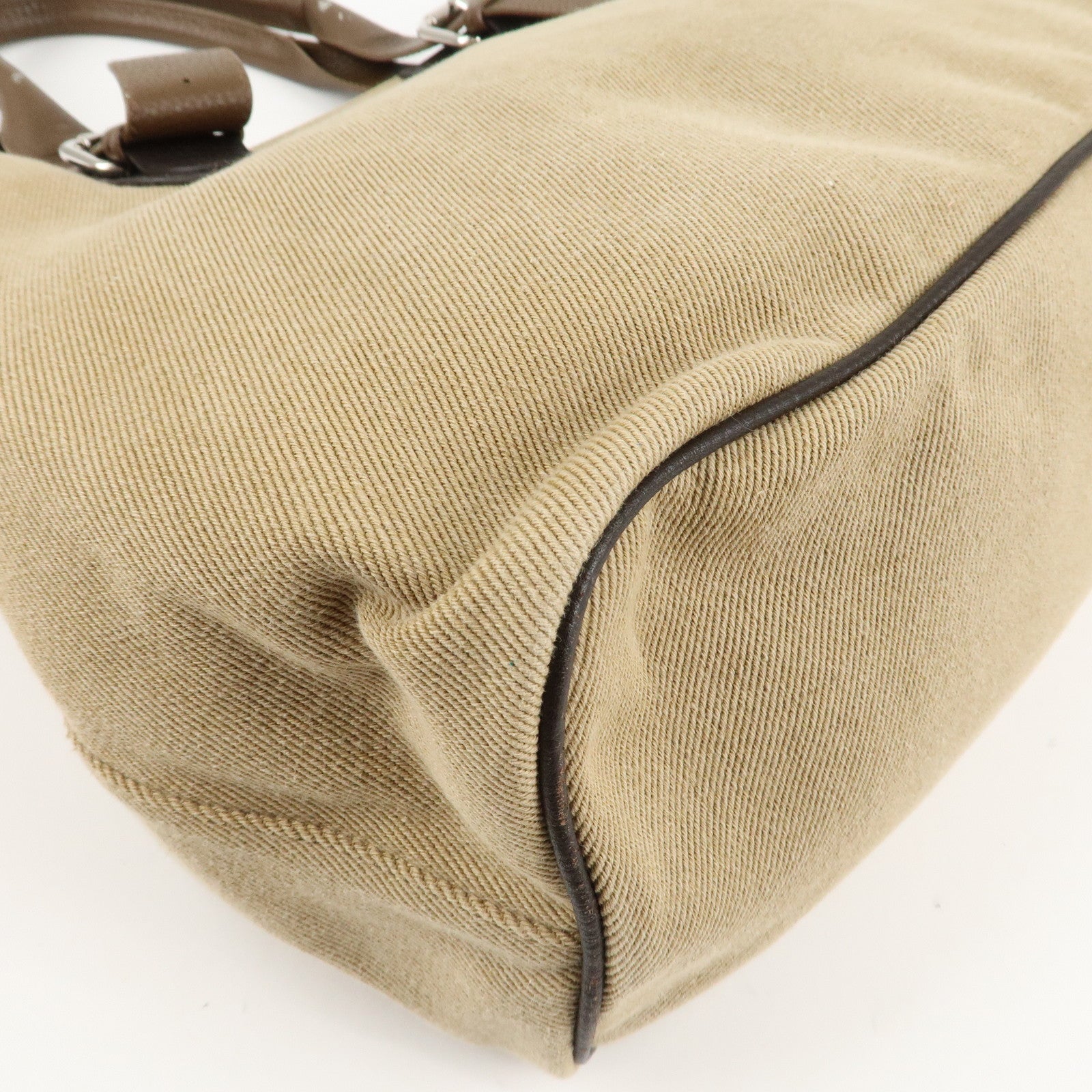 FENDI Canvas Leather Tote Bag Shoulder Bag Hand Bag Beige Used
