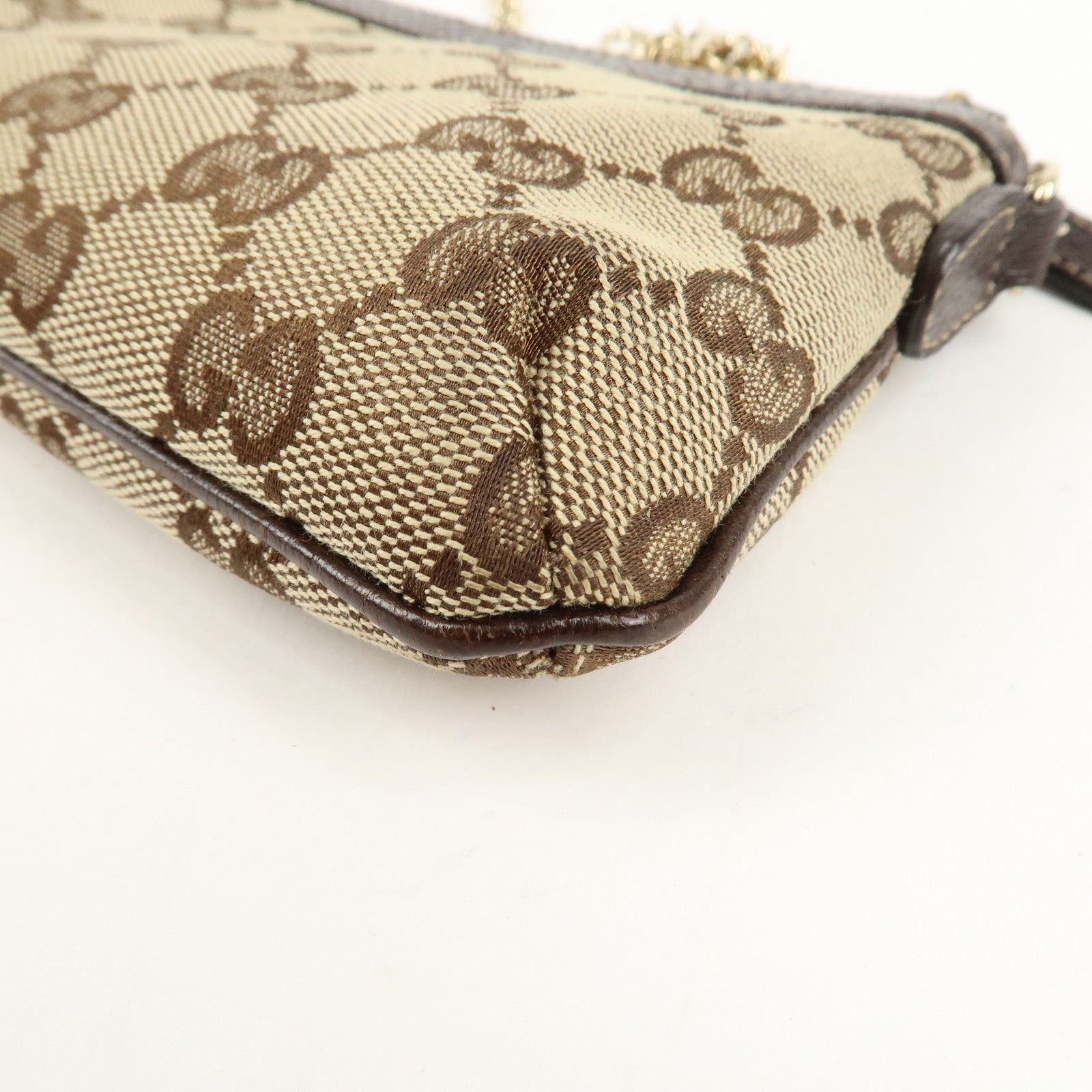 GUCCI GG Canvas Leather Chain Hand Bag 170050 205027 Brown Used