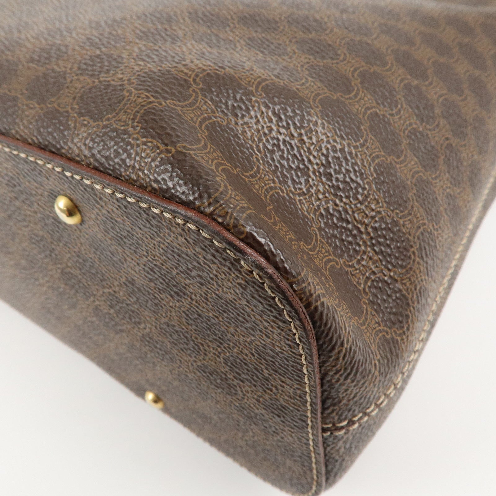 CELINE Macadam PVC Leather Shoulder Bag Hand Bag Brown Used