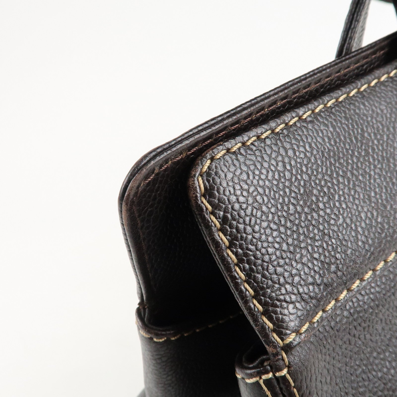 CHANEL COCO Mark Caviar Skin Hand Bag Tote Bag Brown Used