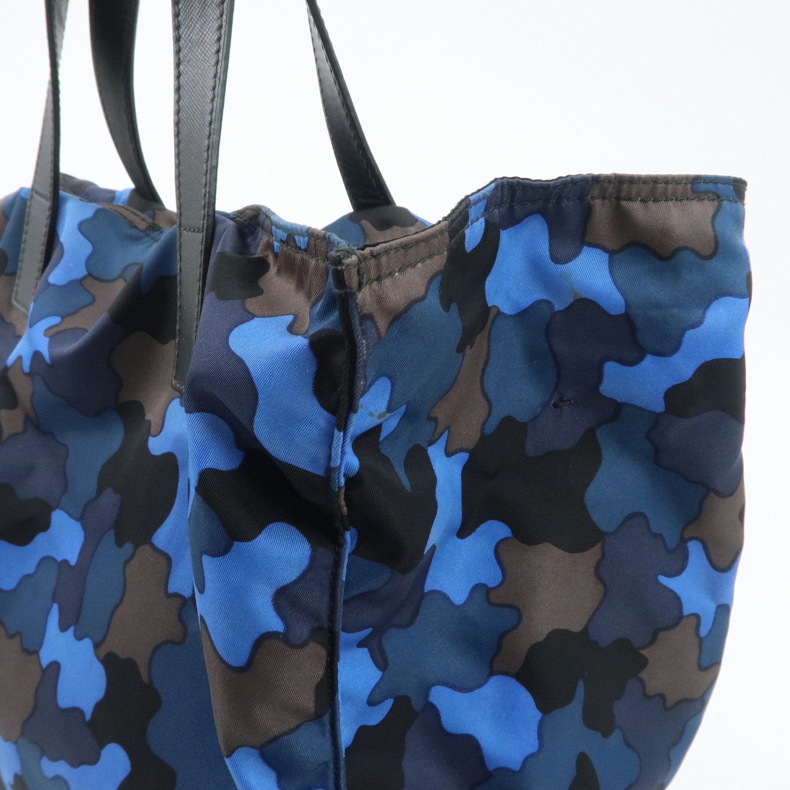 PRADA Logo Camouflage Nylon Leather 2Way Tote Shoulder Bag Used