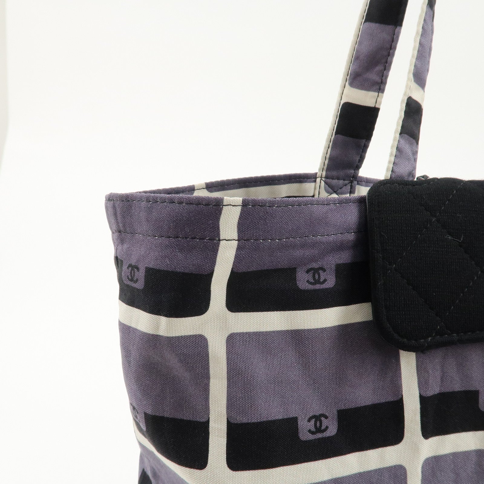 CHANEL Matelasse Cotton Jersey Lambskin Chain Shoulder Bag Eco Bag Used