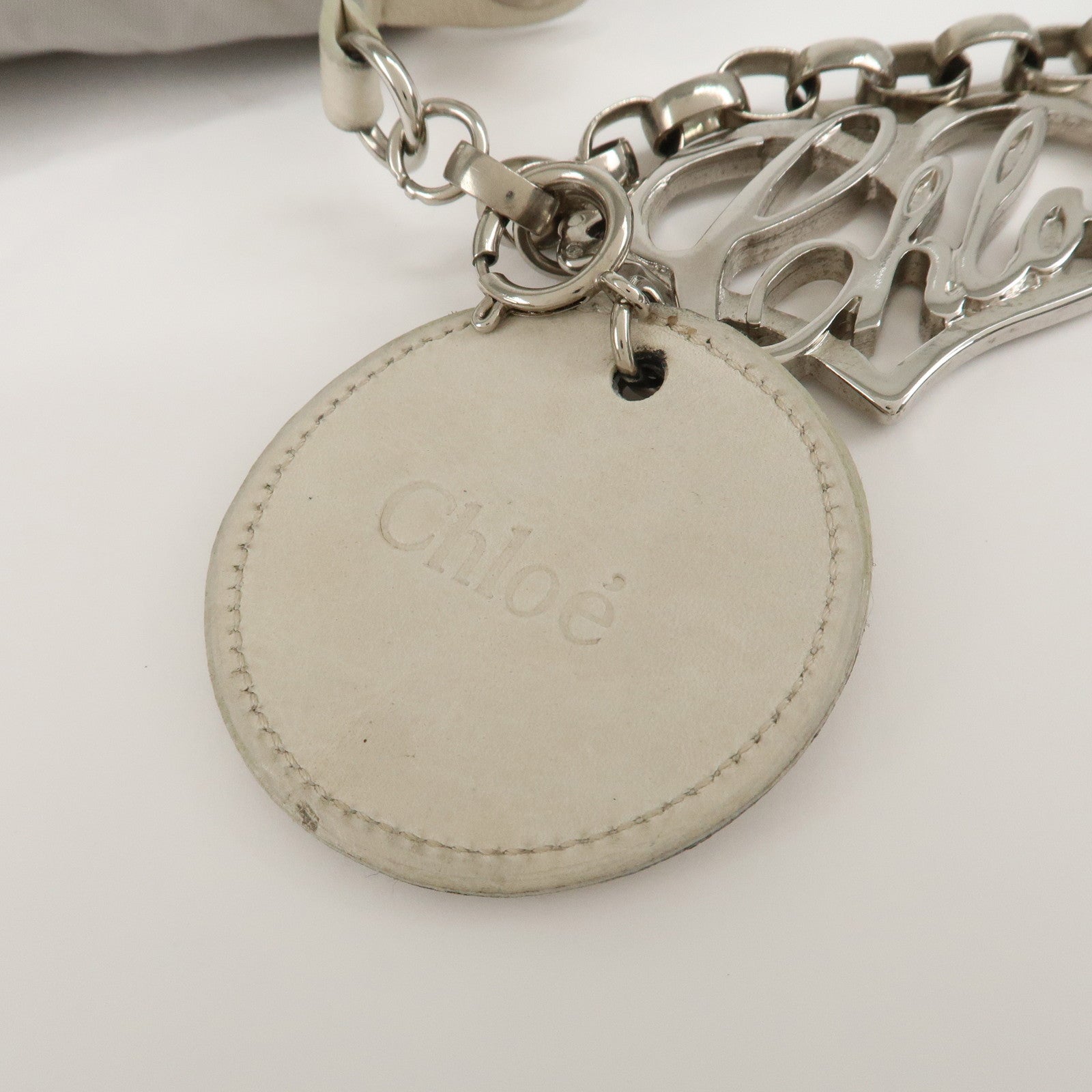 Chloe 2Way Nylon Leather Bag Shoulder Bag Light Gray White Used