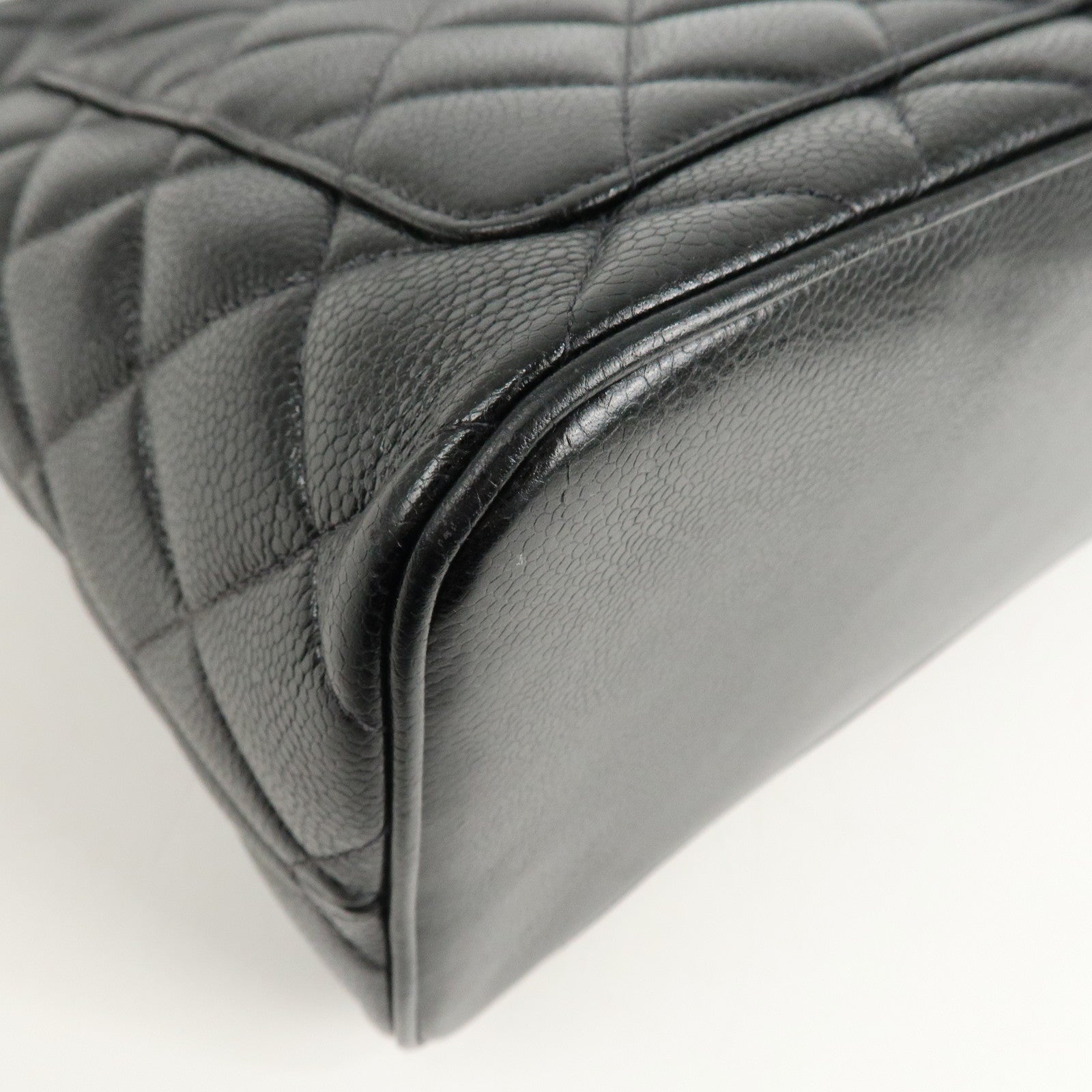 CHANEL Caviar Skin Matelasse Tote Bag Hand bag Black A01804 Used