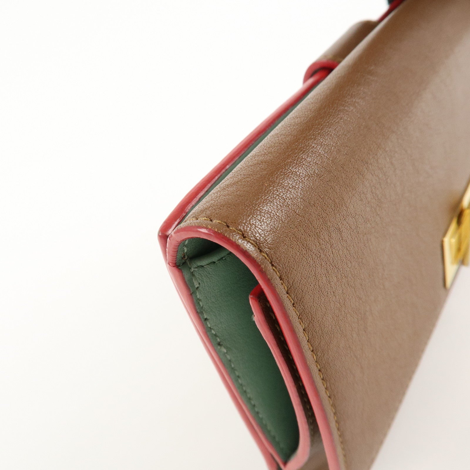 FENDI Leather Peekaboo Continental Wallet Brown 8M0308 Used