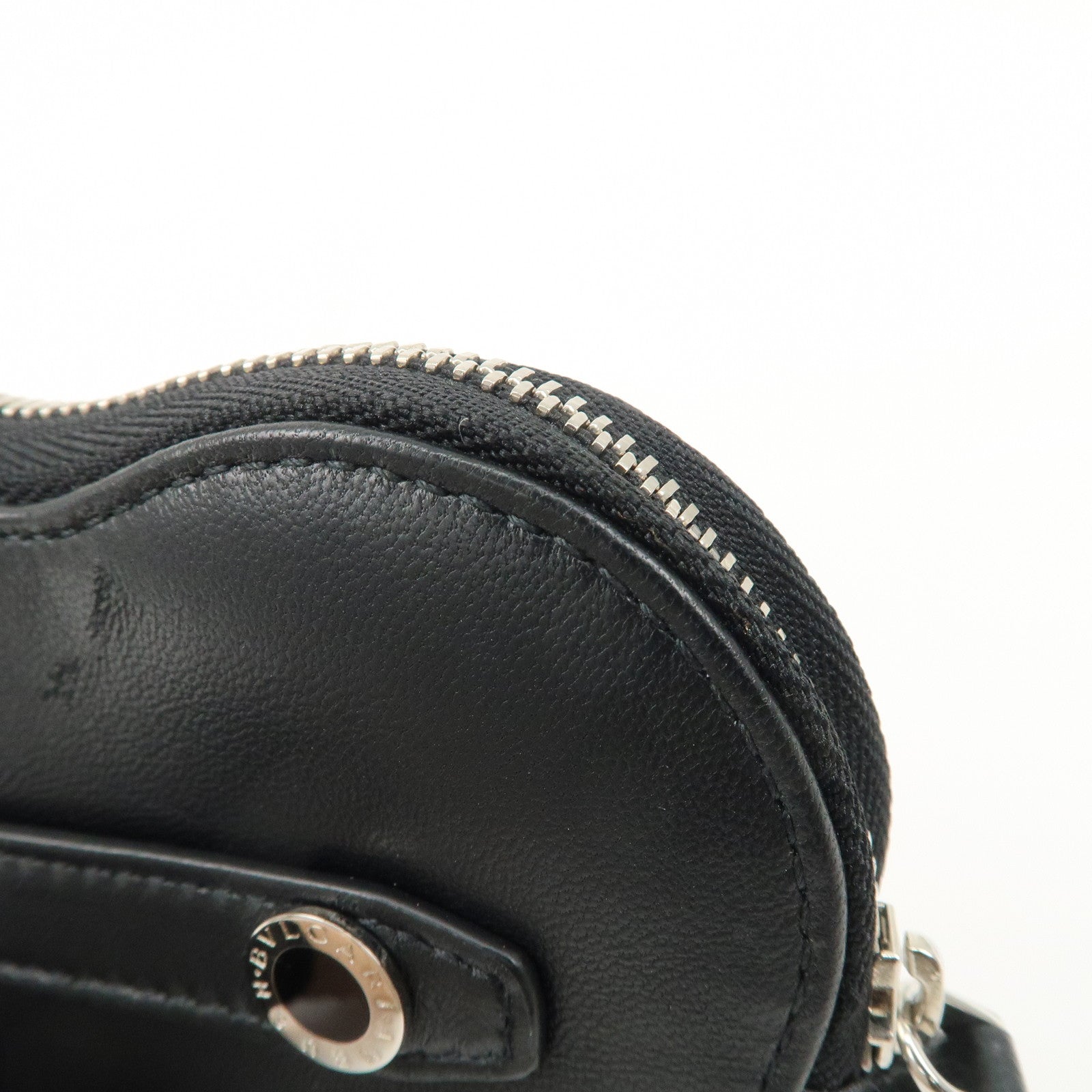 BVLGARI Leather AMBUSH Serpenti Heart Zipper Coin Case Black Used