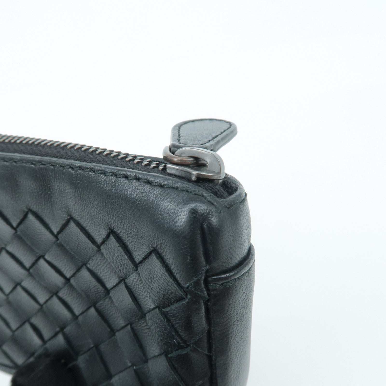 BOTTEGA VENETA Intrecciato Leather Coin Case Black 233808 Used