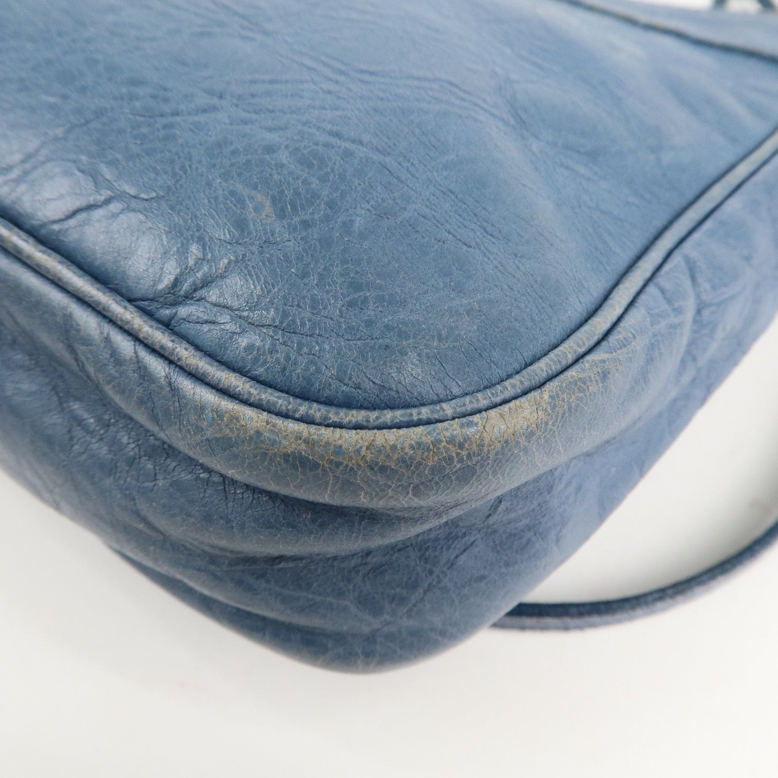 BALENCIAGA The Hip Leather Shoulder Bag Hand Bag Blue 242803 Used