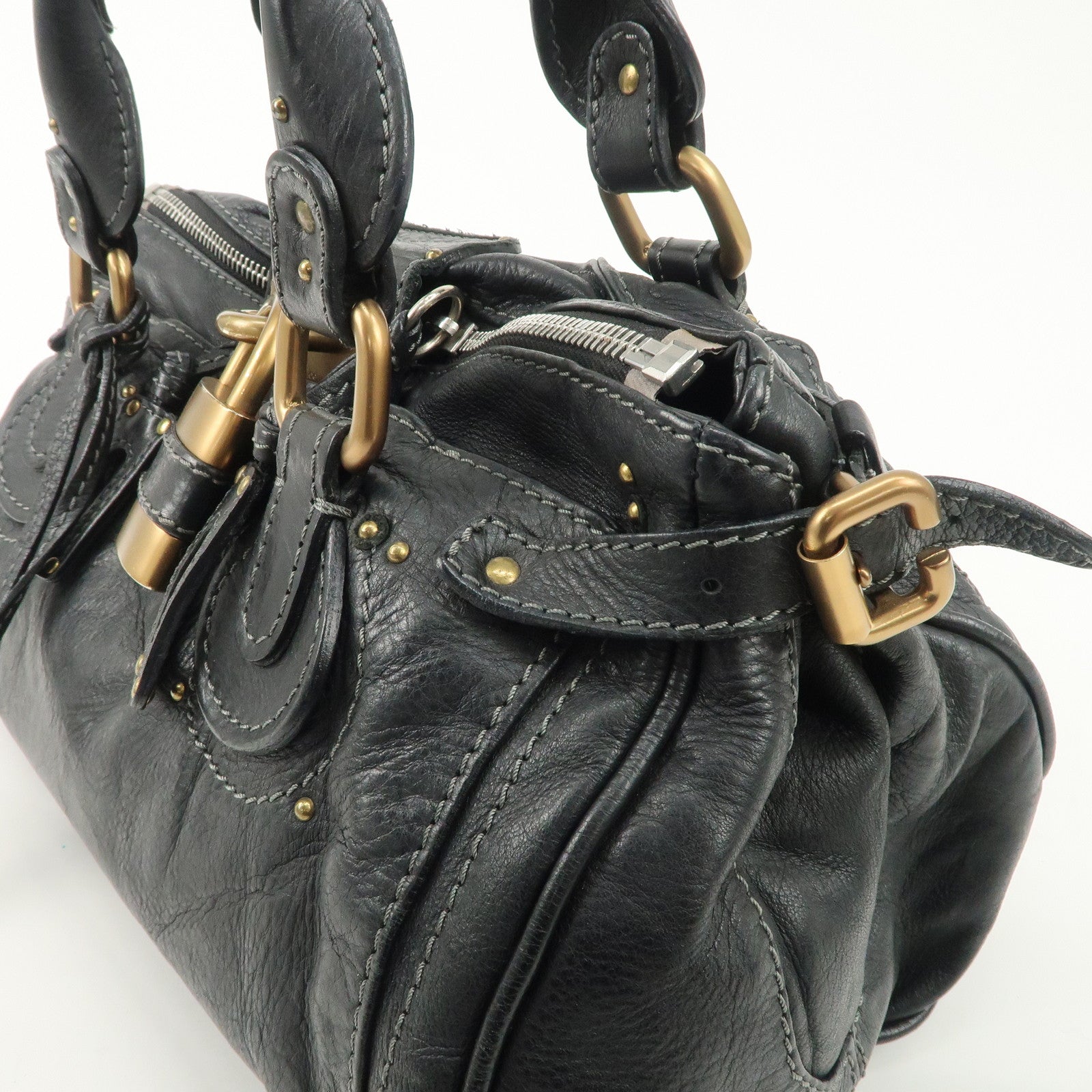 Chloe Paddington Leather Shoulder Bag Hand Bag Black Used