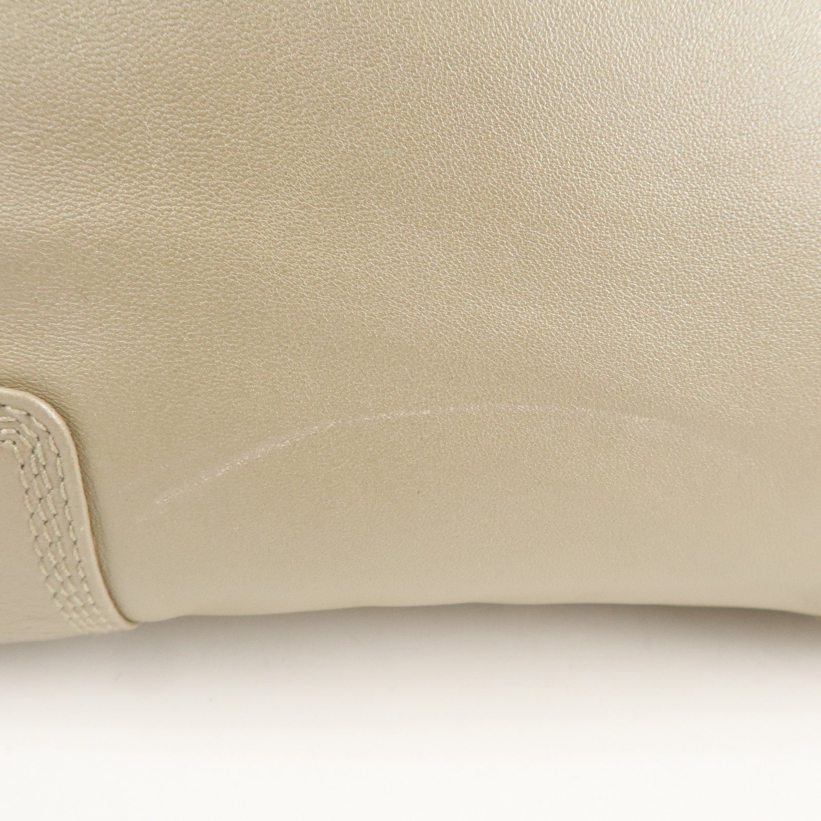 LOEWE Anagram Leather Tote Bag Shoulder Bag Hand Bag Beige Used