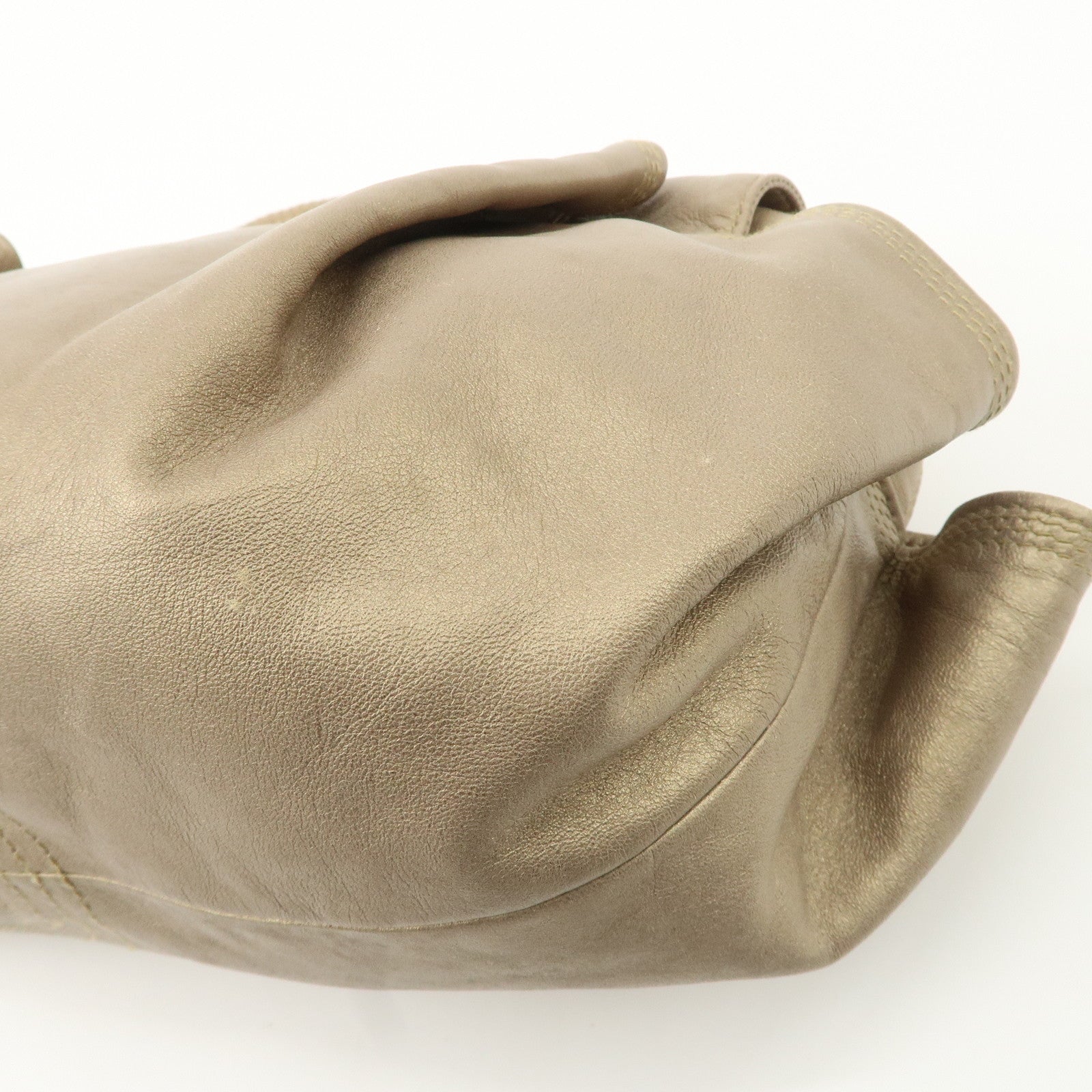 LOEWE Anagram Leather Nappa Aire Hand Bag Gold Used