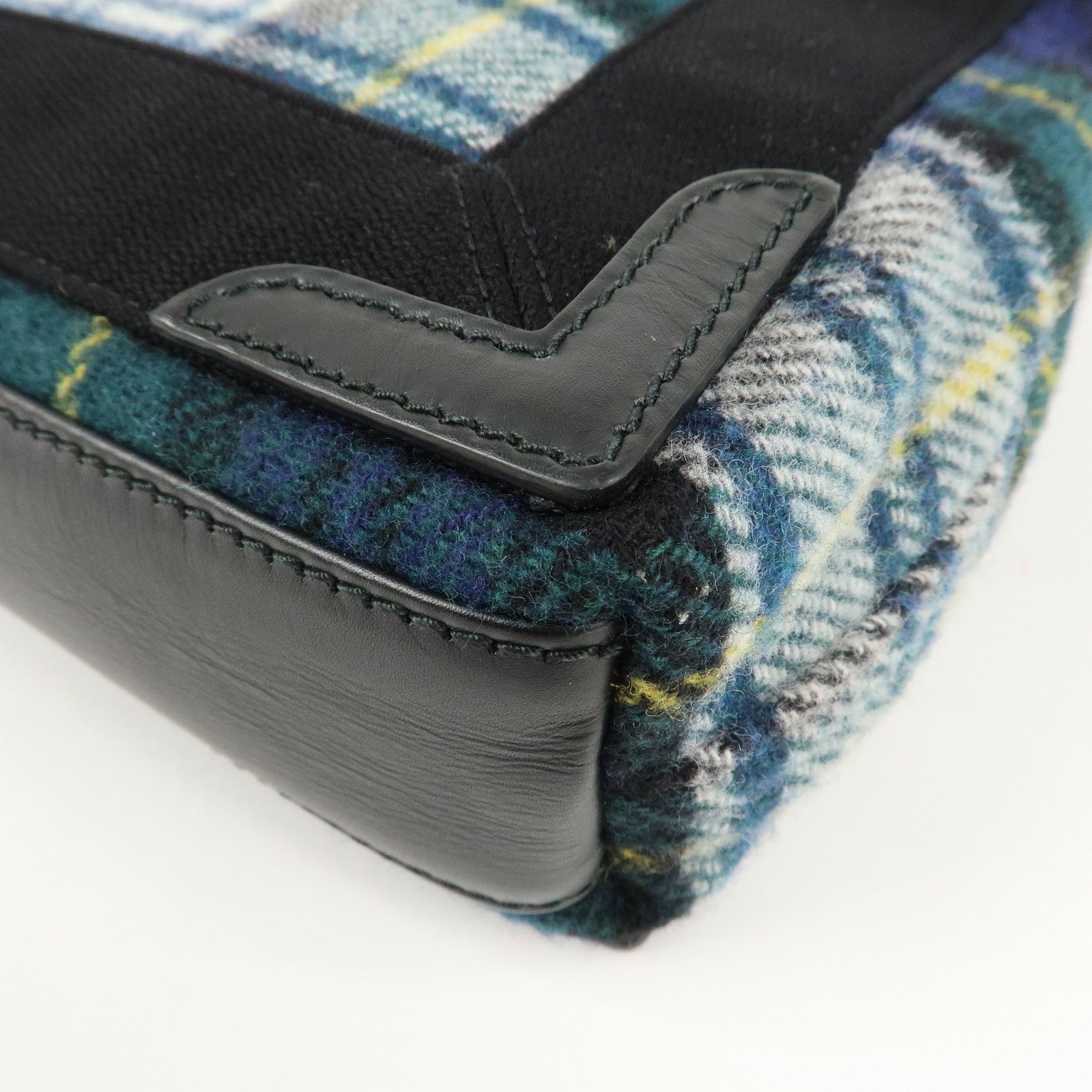 BALENCIAGA Wool Leather Navy Cabas XS Hand Bag Tote Bag 390346 Used