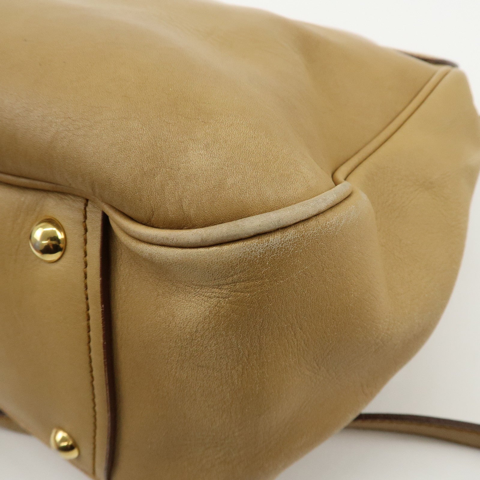 MIU MIU Leather 2Way Shoulder Bag Hand Bag Beige Used