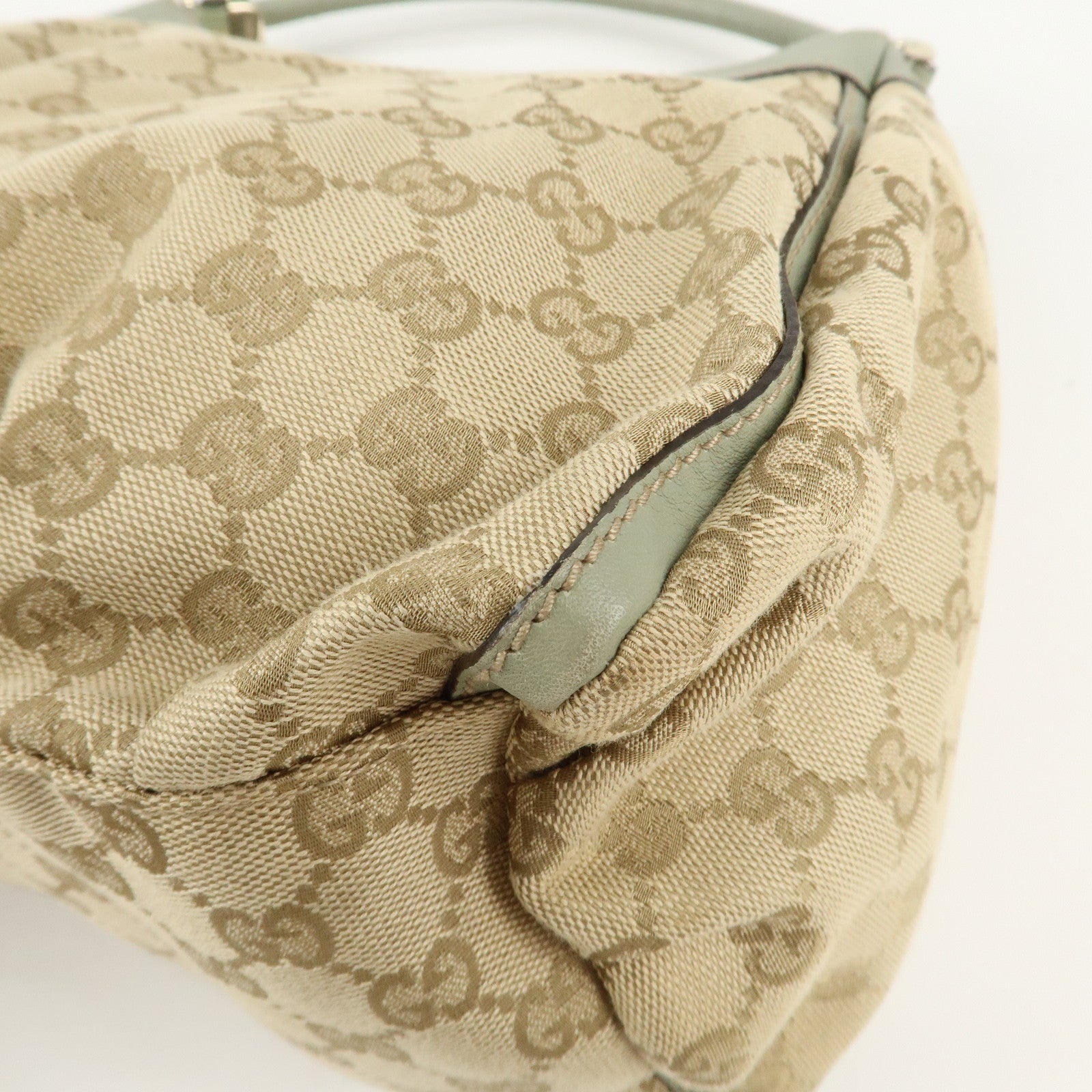 GUCCI Abbey GG Canvas Leather Shoulder Bag Beige Gold 189833 Used