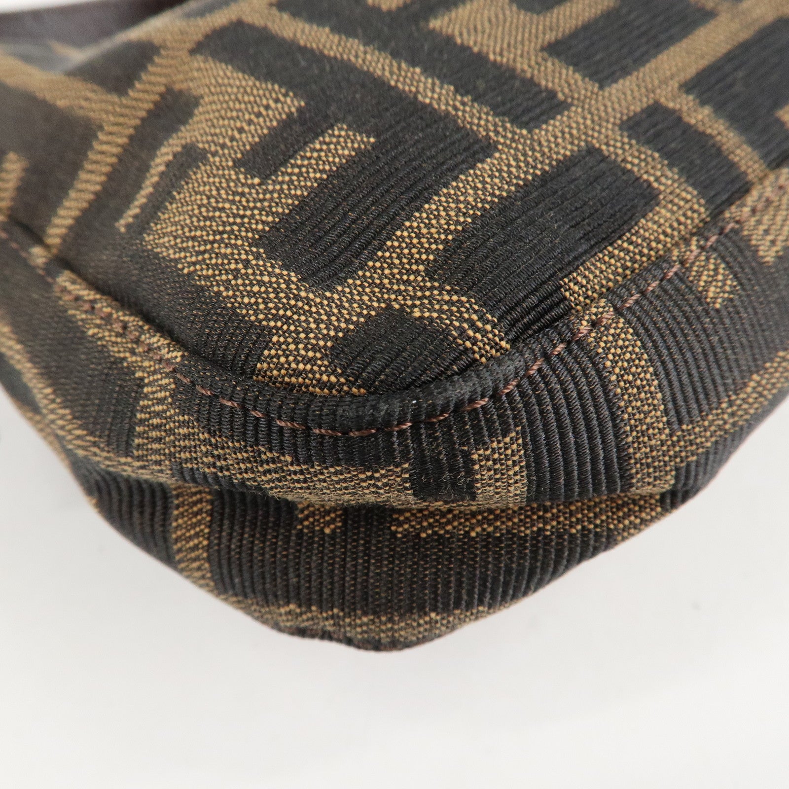 FENDI Mamma Baguette Zucca Canvas Shoulder Bag Brown Black 26424 Used