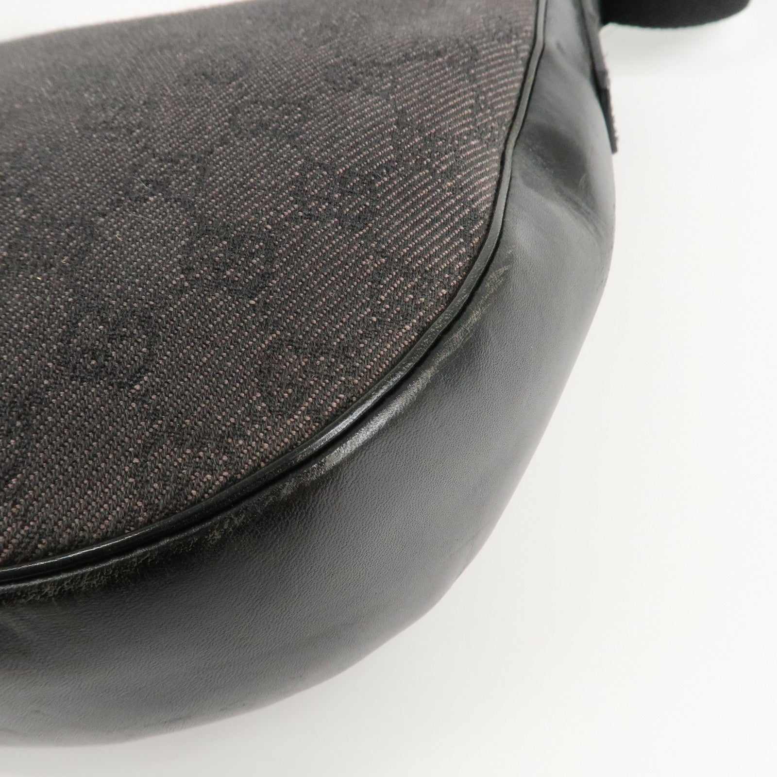 GUCCI GG Denim Leather Shoulder Bag Dark Brown 101682 Used