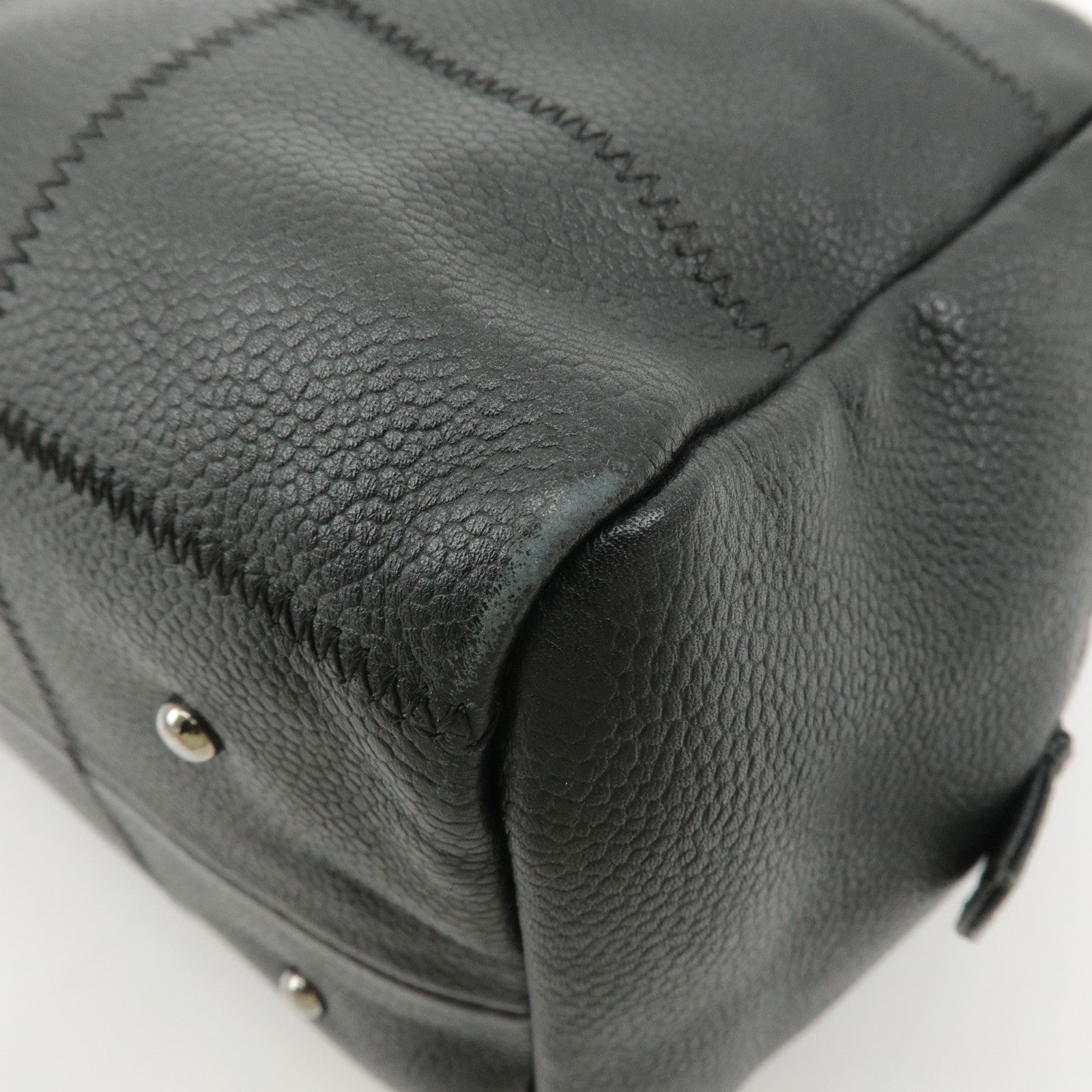 CHANEL Chocolate Bar Lamb Skin Boston Bag Black A26135 Used