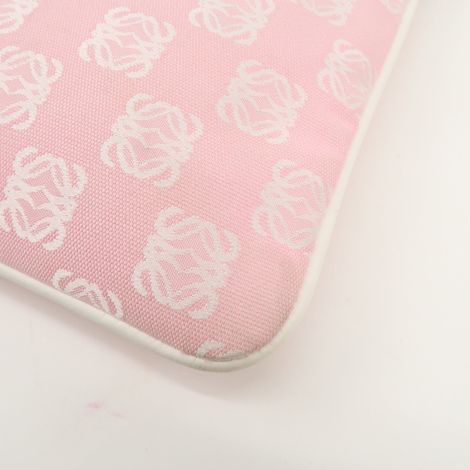 LOEWE Anagram Canvas Leather Shoulder bag Pink Used