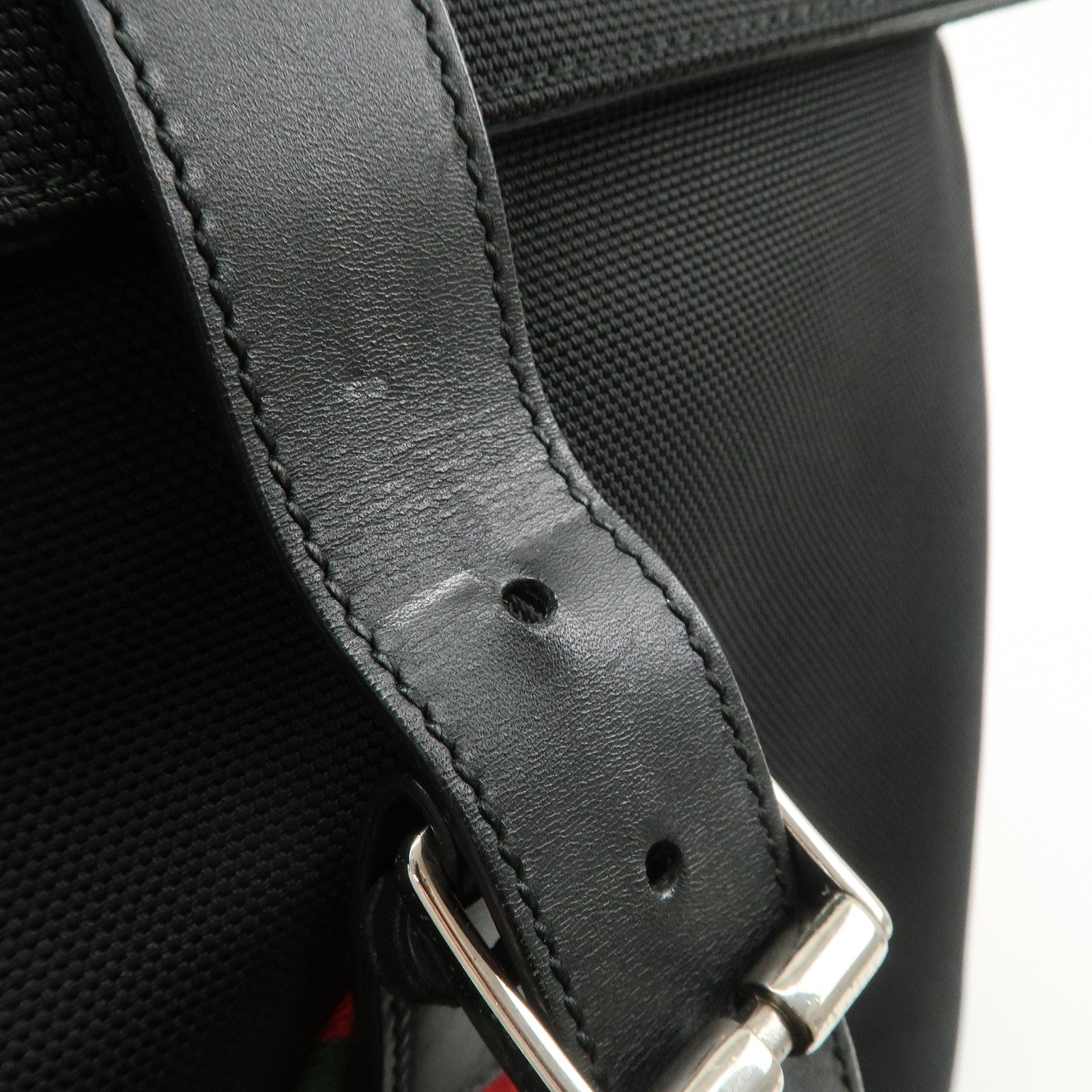 GUCCI Sherry Canvas Leather Ruck Sack Back Pack Black 337075 Used