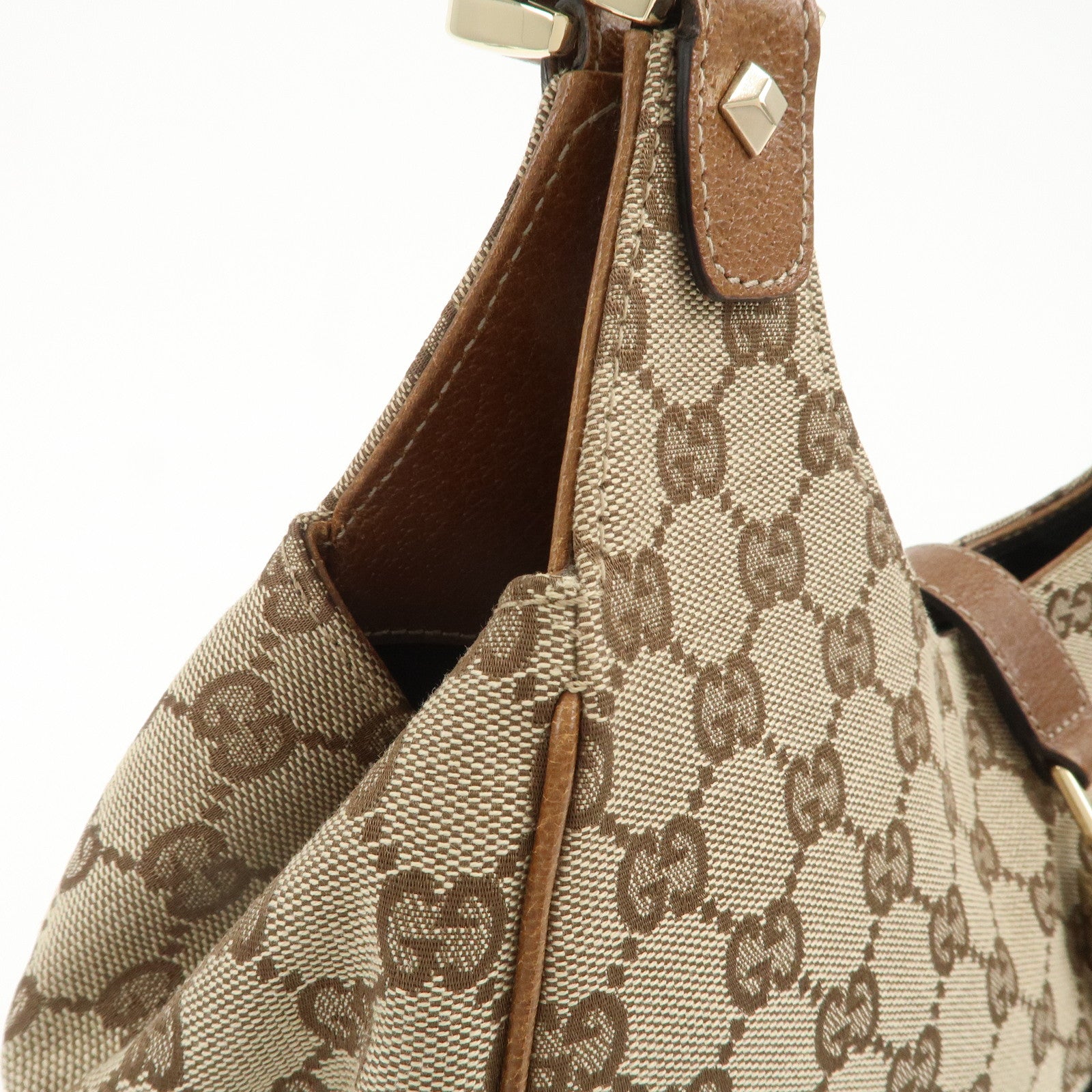 GUCCI New Jackie GG Canvas Leather Shoulder Bag Beige Brown 124407 Used