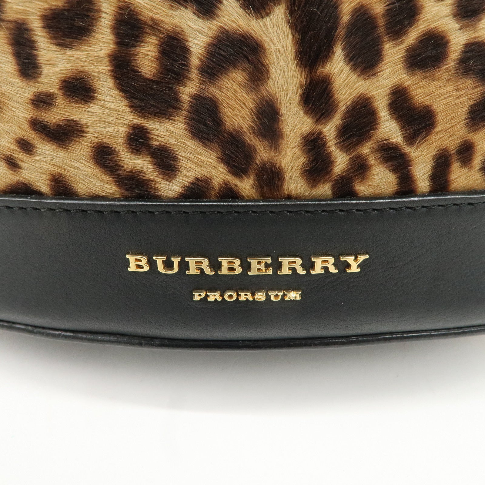 BURBERRY Unborn Calf Leather Bucket Bag Shoulder Bag Leopard Used