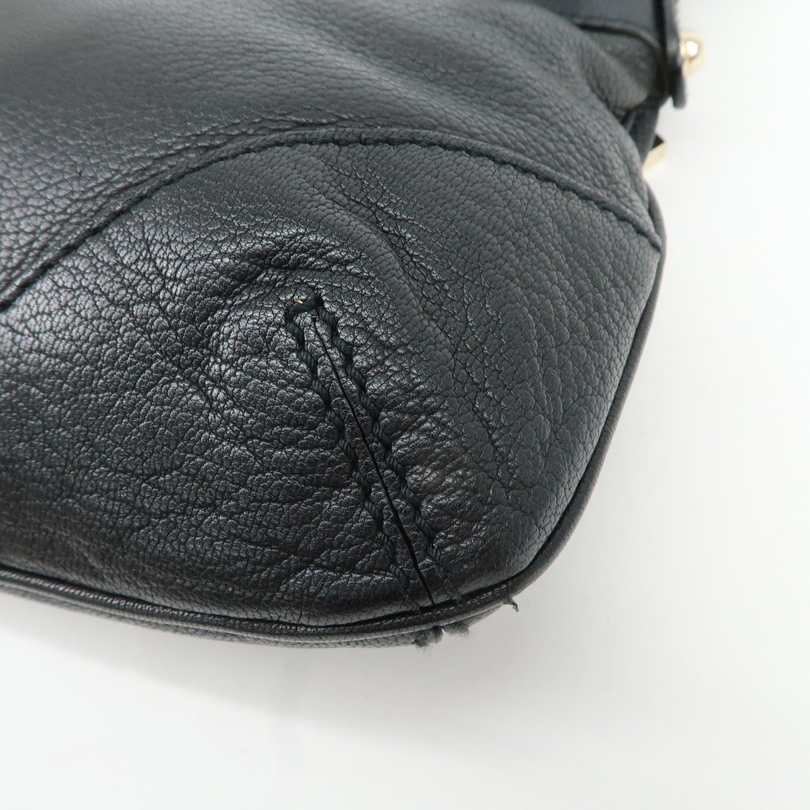 GUCCI Sherry Leather Chain Shoulder Bag Hand Bag Black 153011 Used