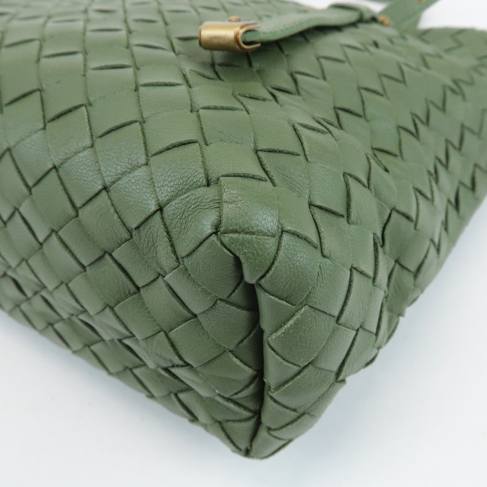 BOTTEGA VENETA Intrecciato Leather Tote Shoulder Bag Green 162937 Used