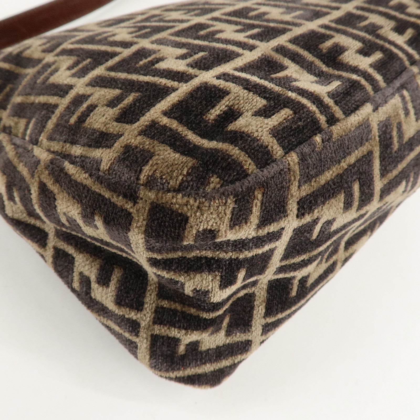 FENDI Mamma Baguette Zucca Pile Leather Shoulder Bag 8BR001 Used
