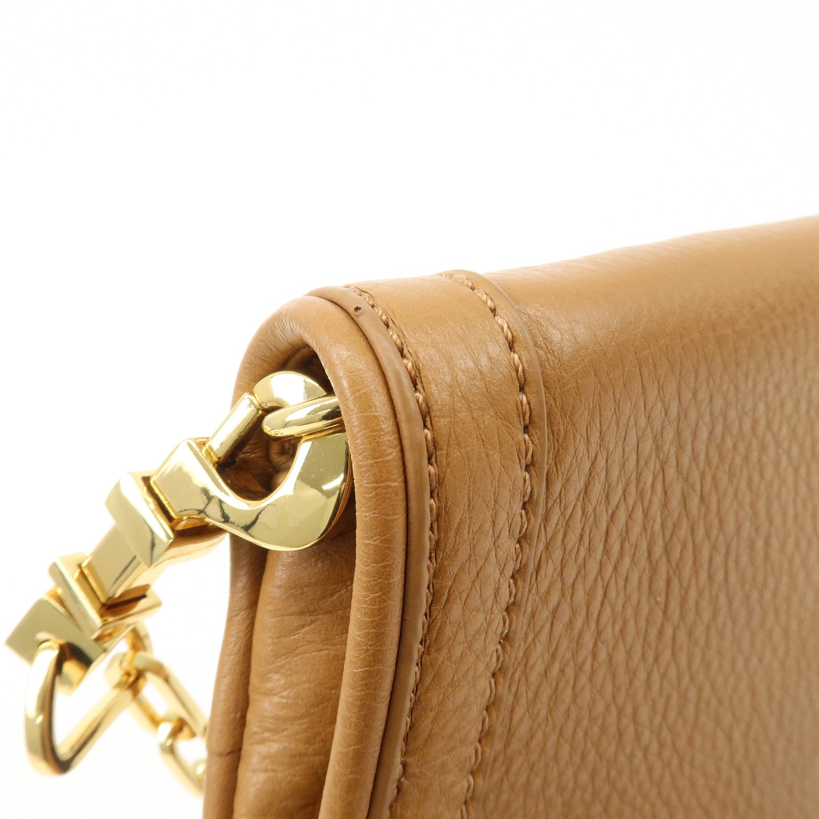 Tory Burch Leather Chain Shoulder Bag Hand Bag Light Brown Used