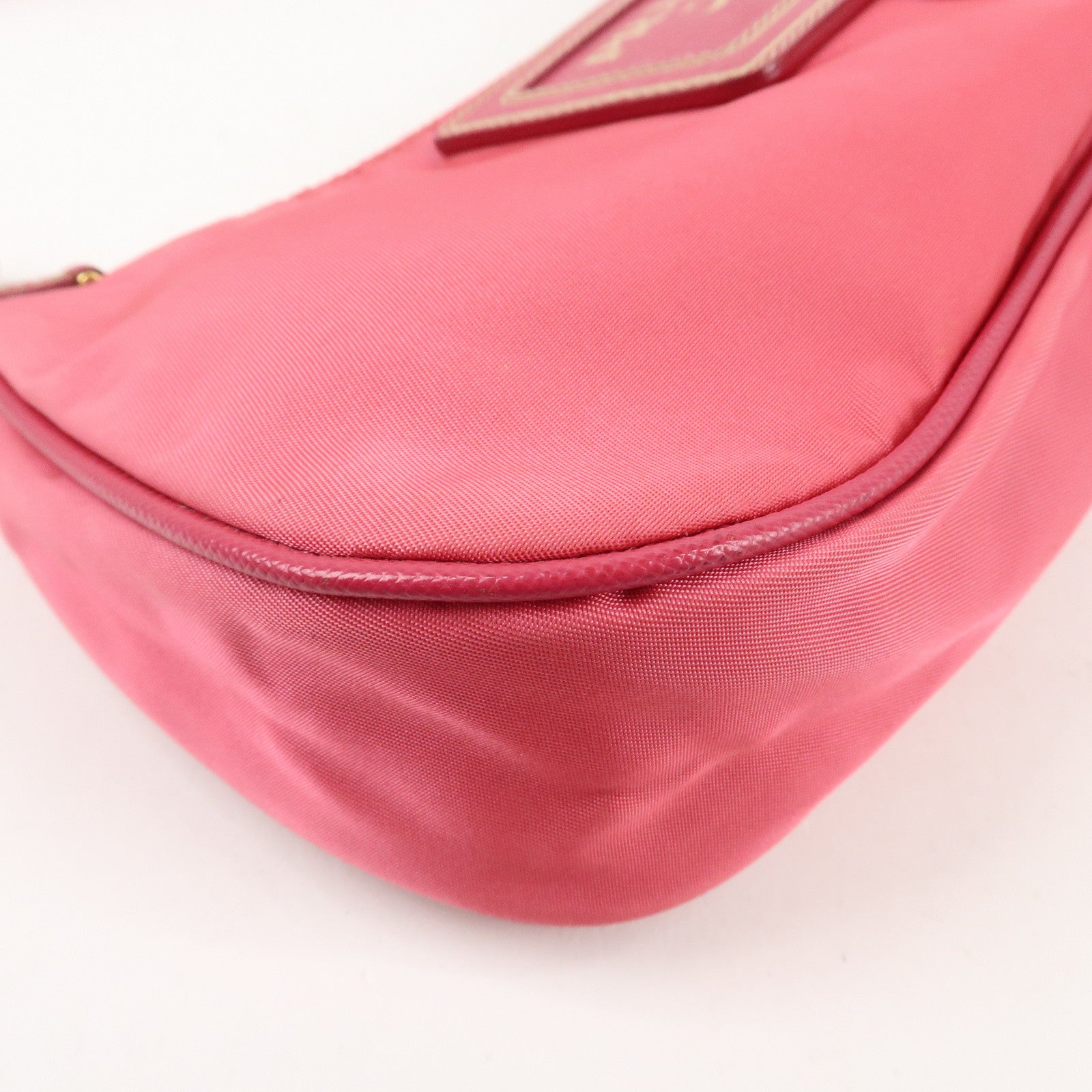 PRADA Nylon Saffiano Leather Shoulder Bag Hand Bag Pink Used