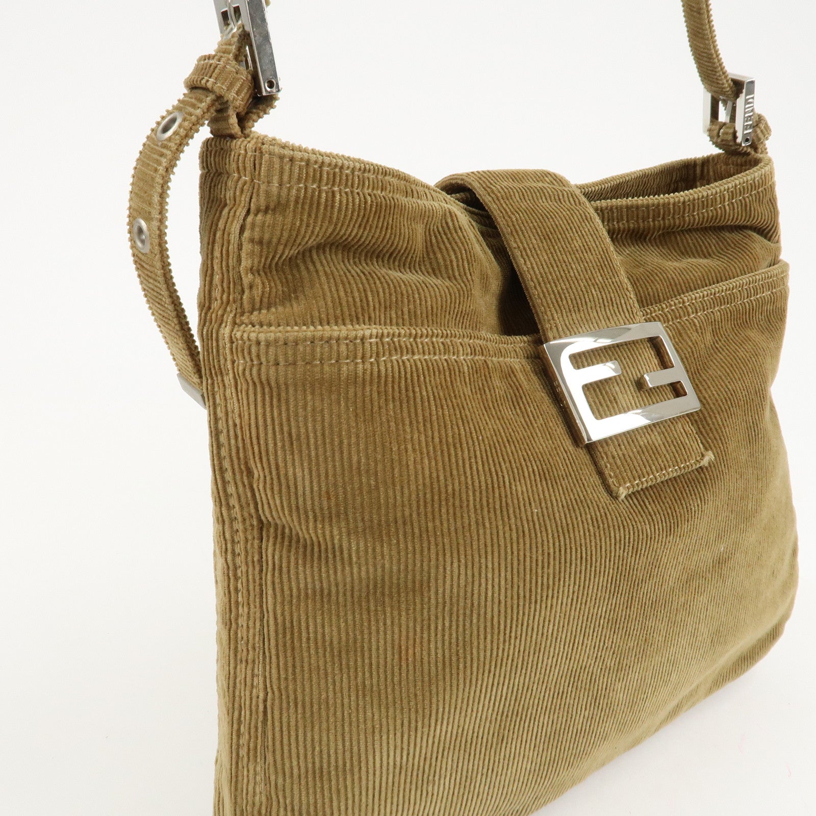 FENDI Corduroy Shoulder Bag Hand Bag Brown 26727 Used