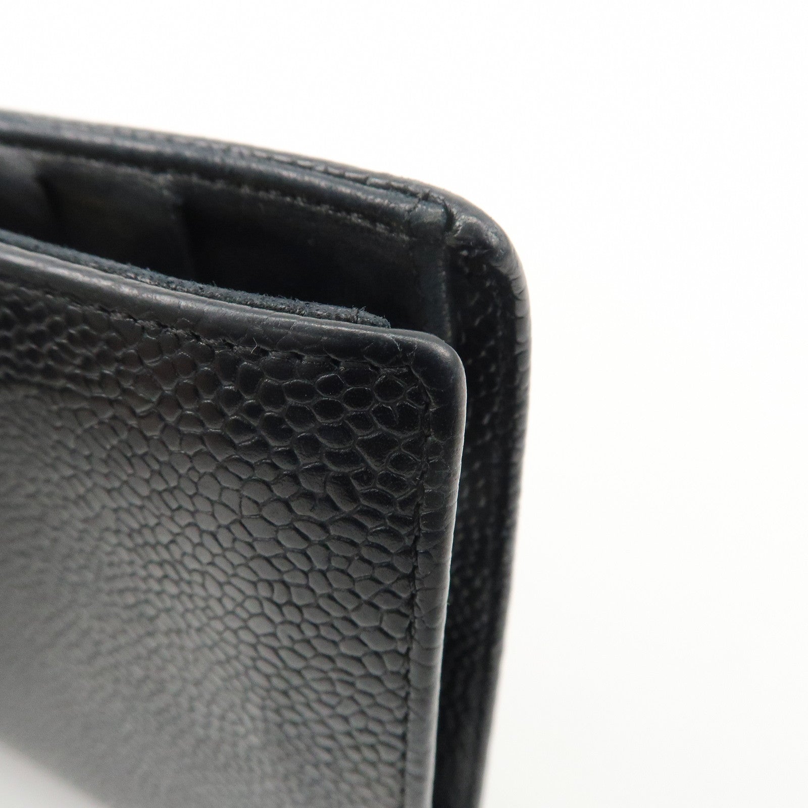 CHANEL COCO Mark Caviar Skin Bi-fold Wallet Black Used