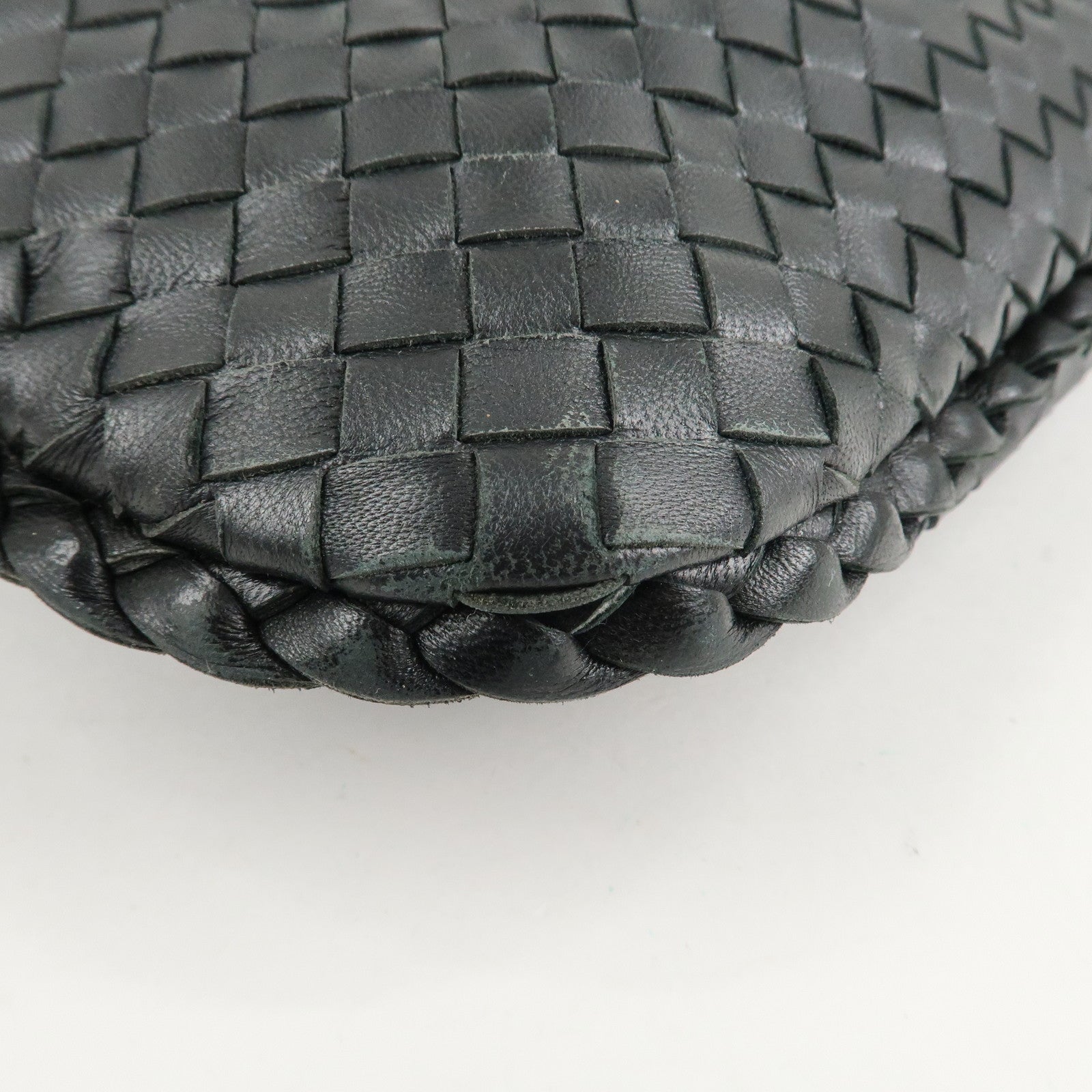 BOTTEGA VENETA Hobo Intrecciato Leather Shoulder Bag Black 115654 Used