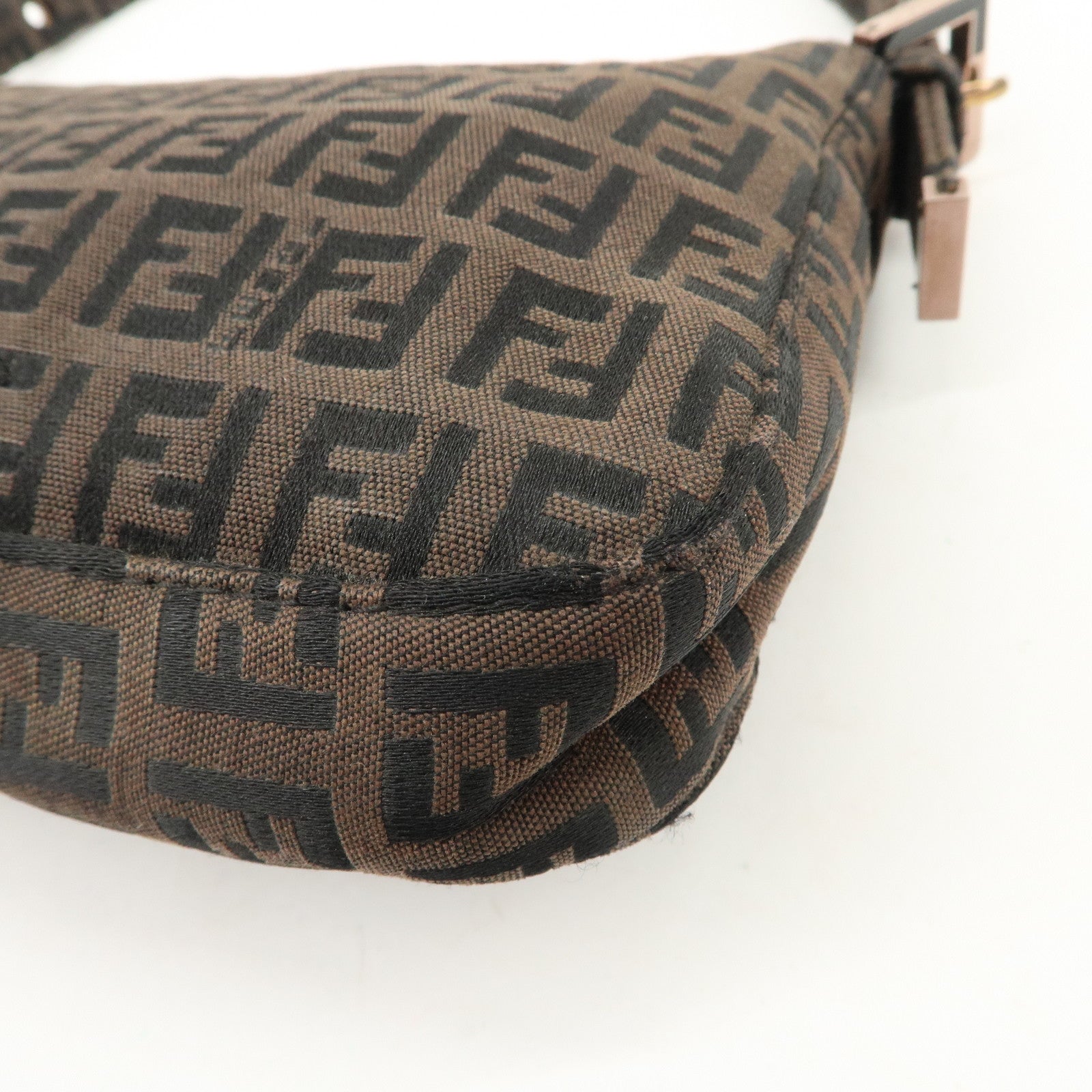 FENDI Mamma Baguette Canvas Shoulder Bag Brown Black 26424 Used