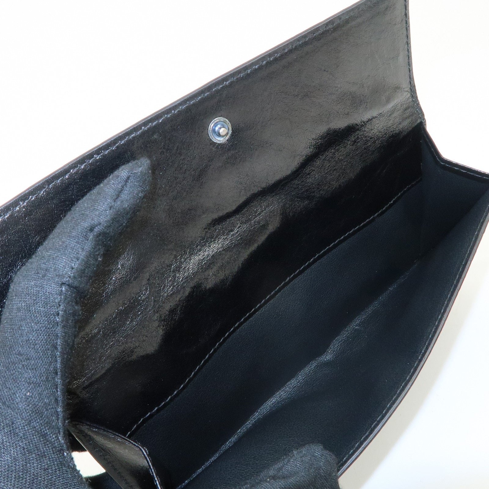 BOTTEGA VENETA Intrecciato Leather W Hook Bifold Wallet Black Used