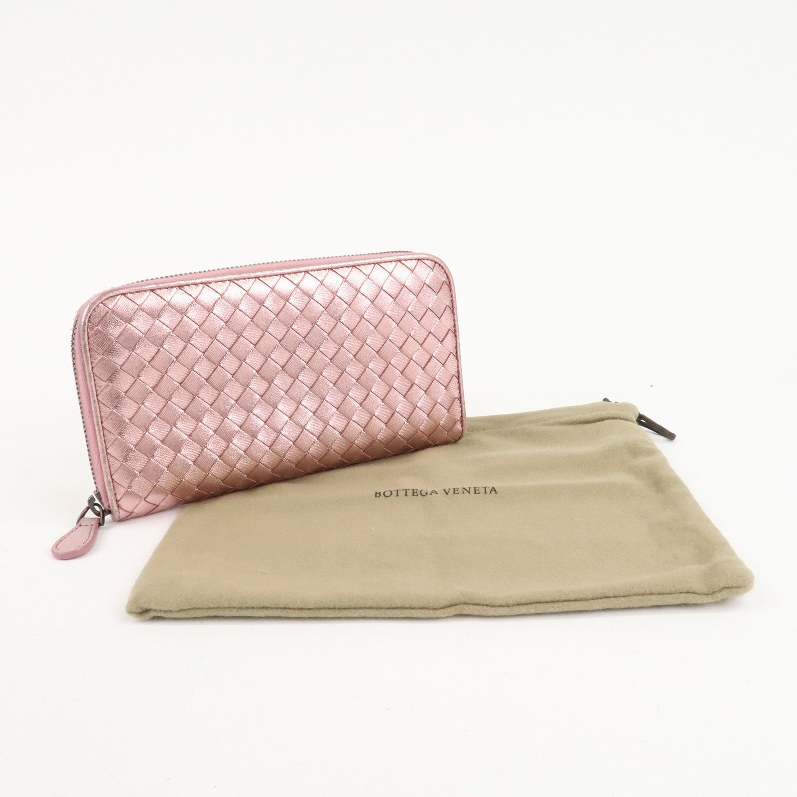 BOTTEGA VENETA Set of 2 Intrecciato Leather Long Wallet 114076 Used