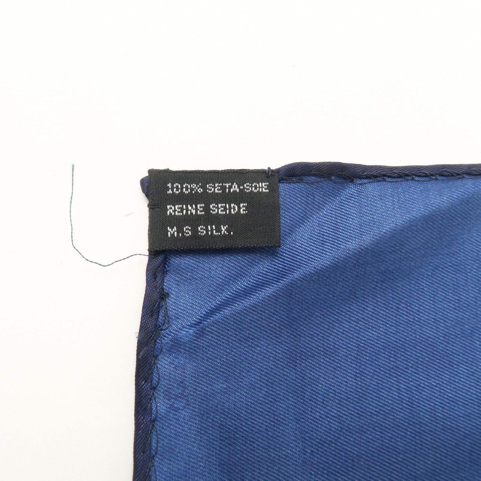 CHANEL COCO Mark Scarf Silk 100 % Navy Blue Gold Used