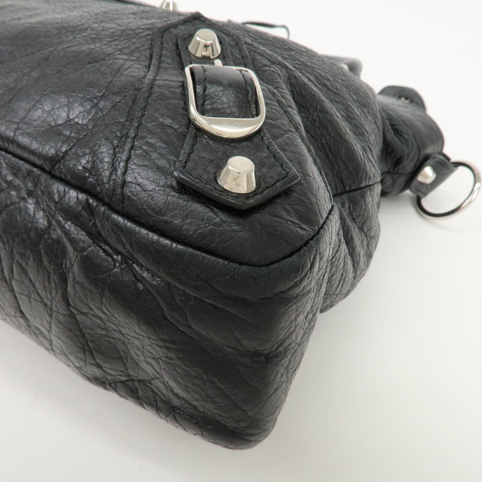 BALENCIAGA The Town Leather 2way Bag Hand Bag Black 240579 Used