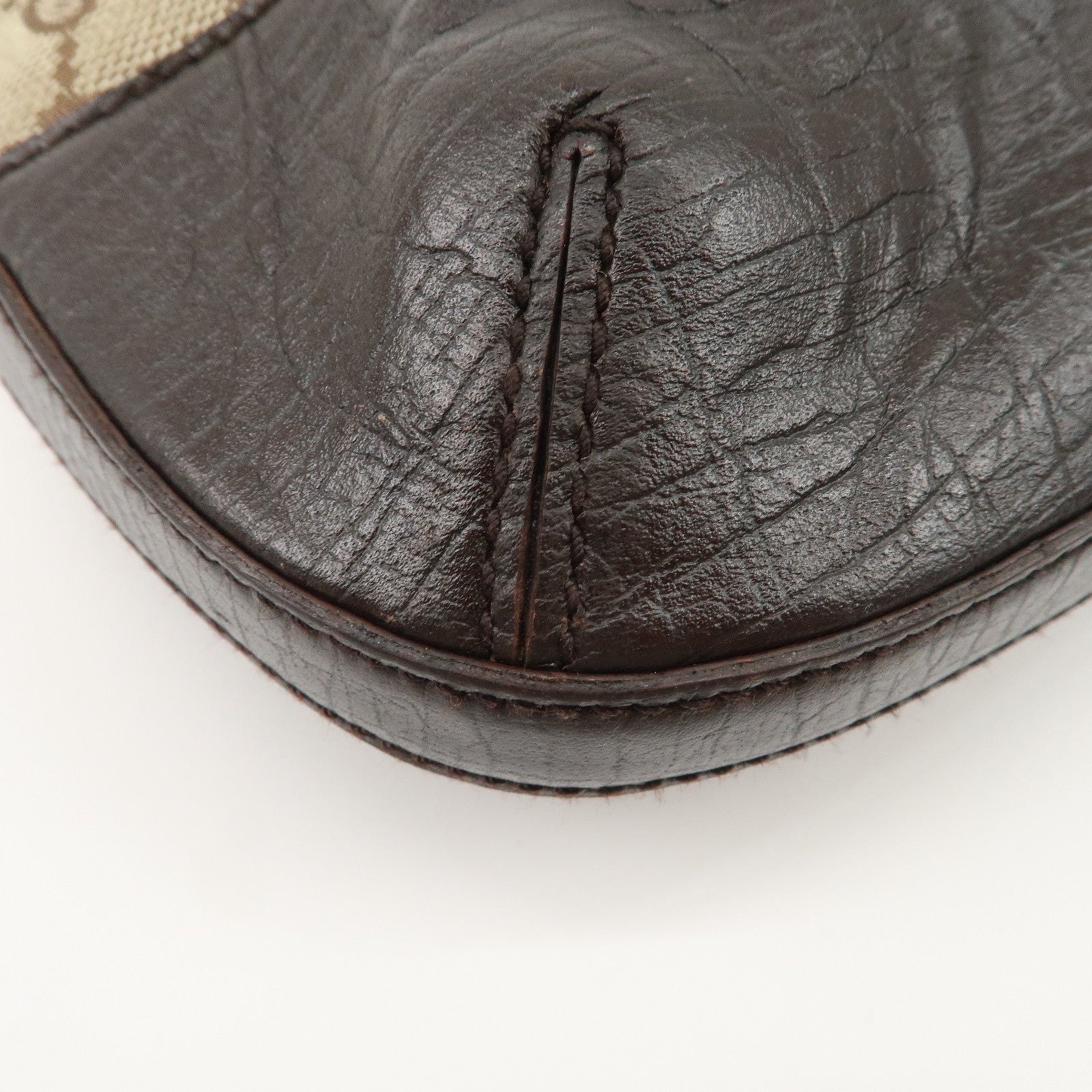 GUCCI Horsebit Sherry GG Canvas Leather Shoulder Bag Beige 137288 Used