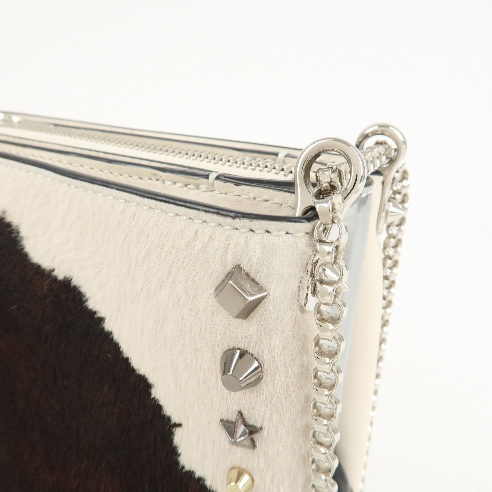Christian Louboutin Chain Shoulder Bag Red Sole Pony Studs Used