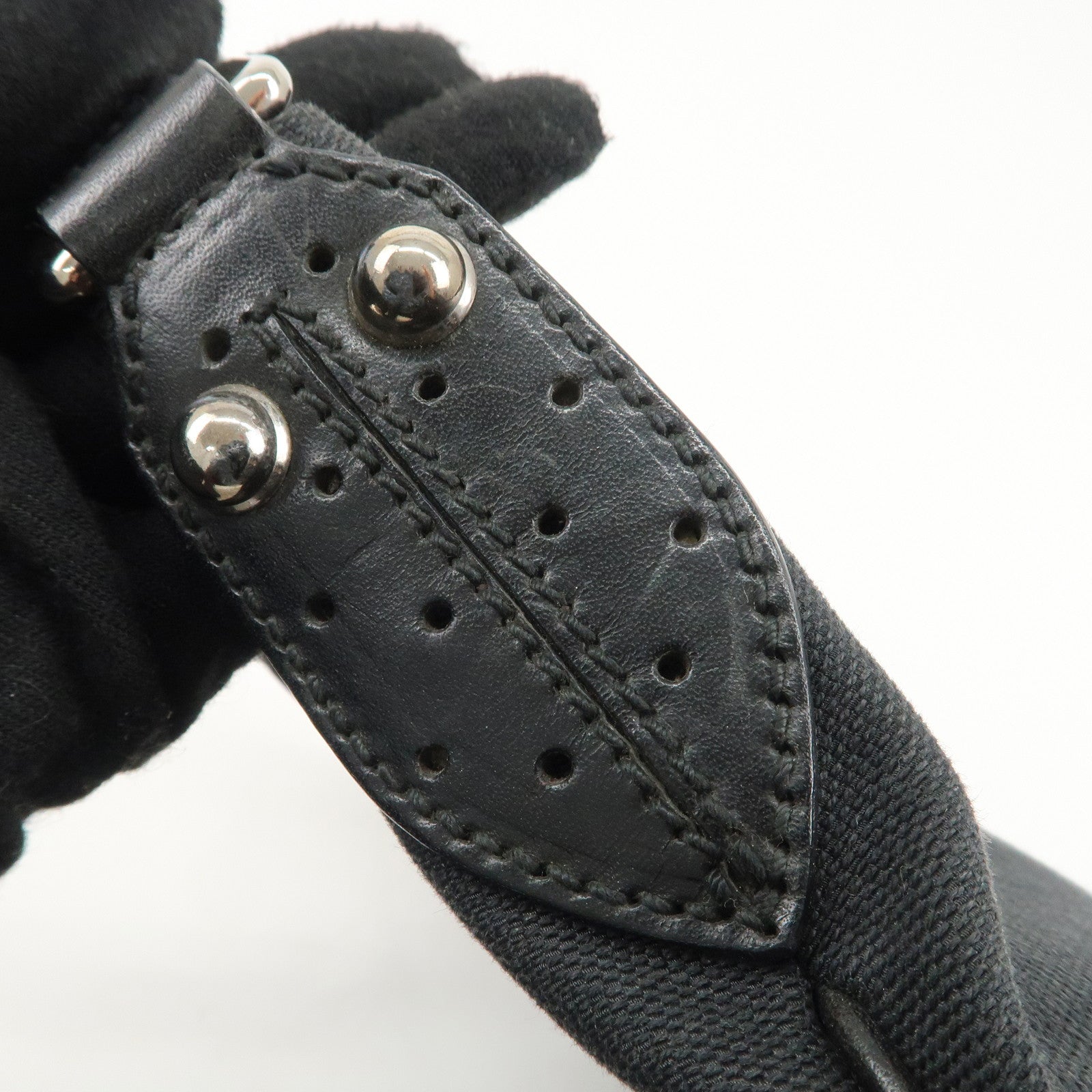 GUCCI Interlocking G Canvas Leather One Shoulder Bag Black 114869 Used