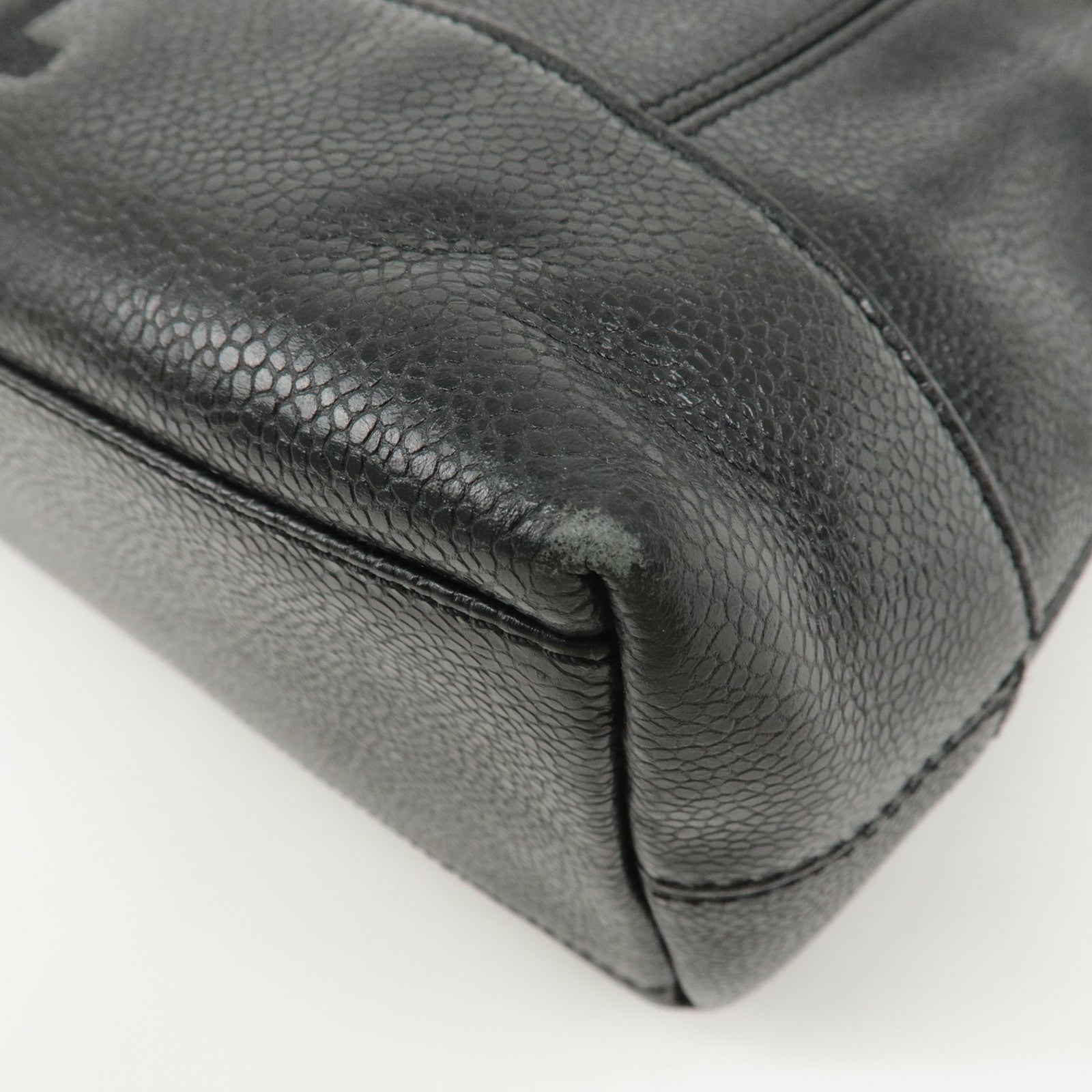 CHANEL Caviar Skin Tote Bag Shoulder Bag Hand Bag Black Used