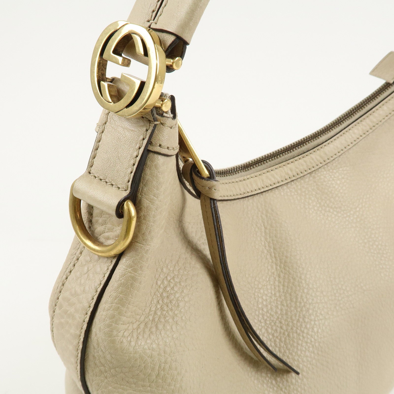 GUCCI Miss GG Leather Shoulder Bag Hand Bag Ivory 326514 Used