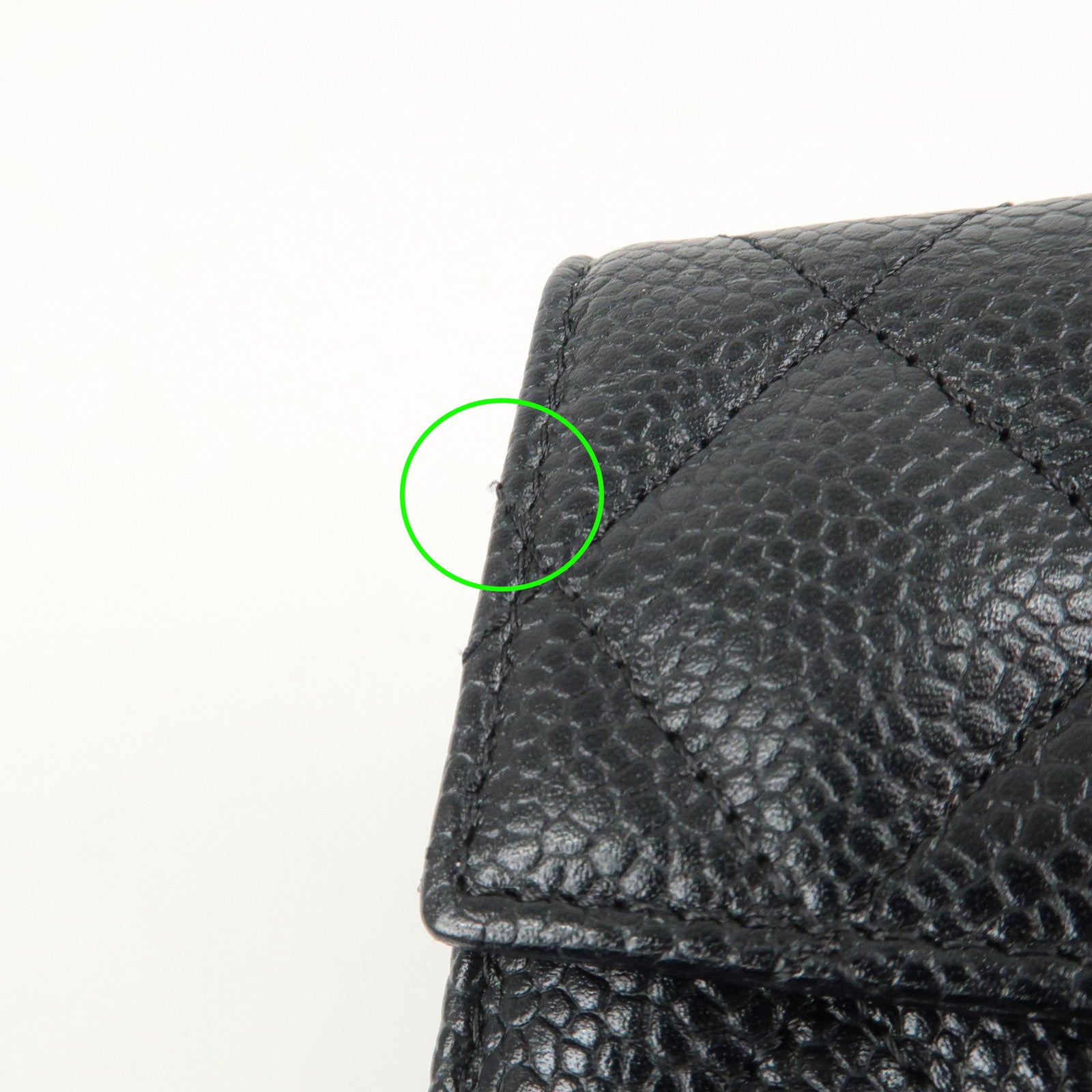 CHANEL Matelasse Cavier Skin W Hook Wallet Black A48980 Used